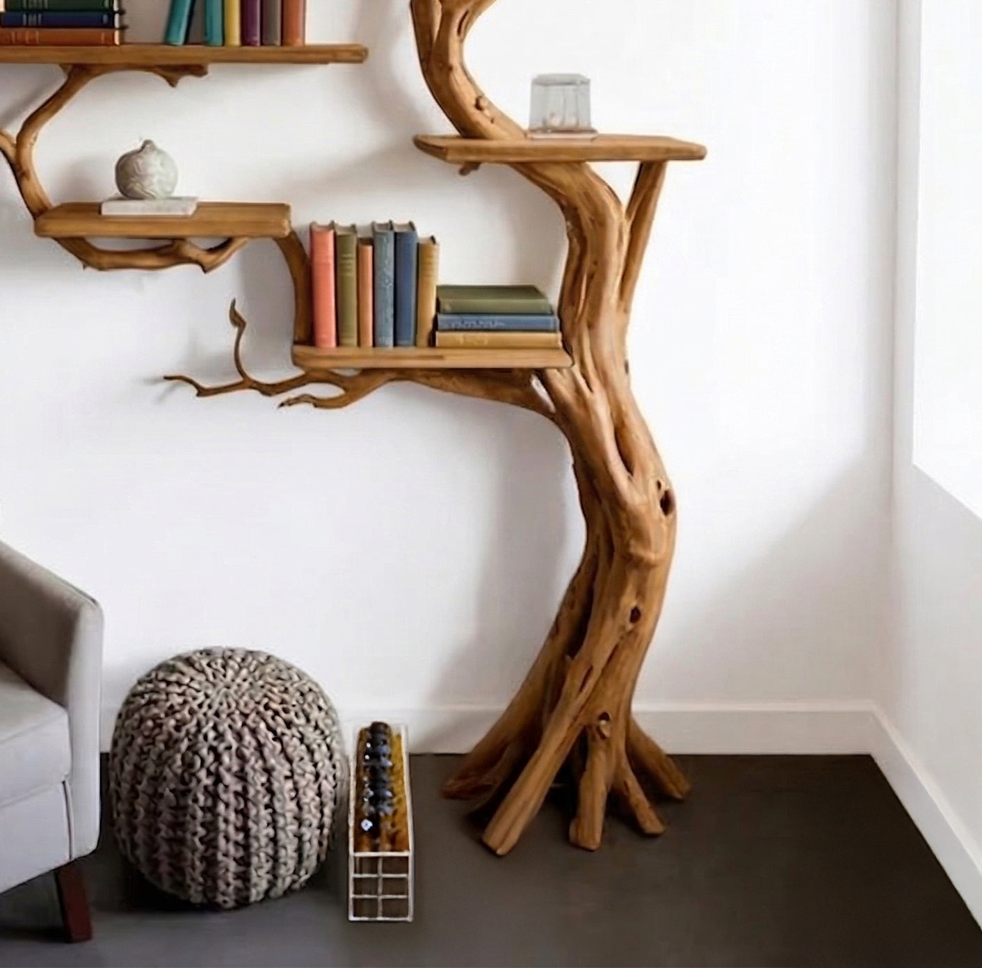 Tree Branch Bookshelf Wooden Bookcase Tree Bookshelves Mid Century Decor