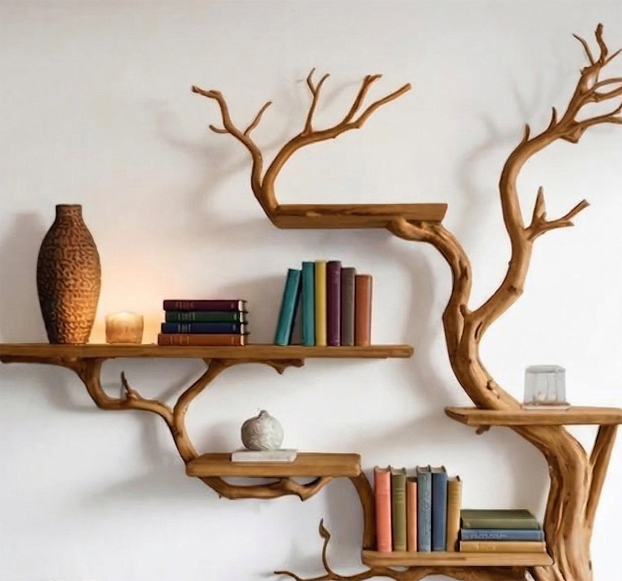 Tree Branch Bookshelf Wooden Bookcase Tree Bookshelves Mid Century Decor