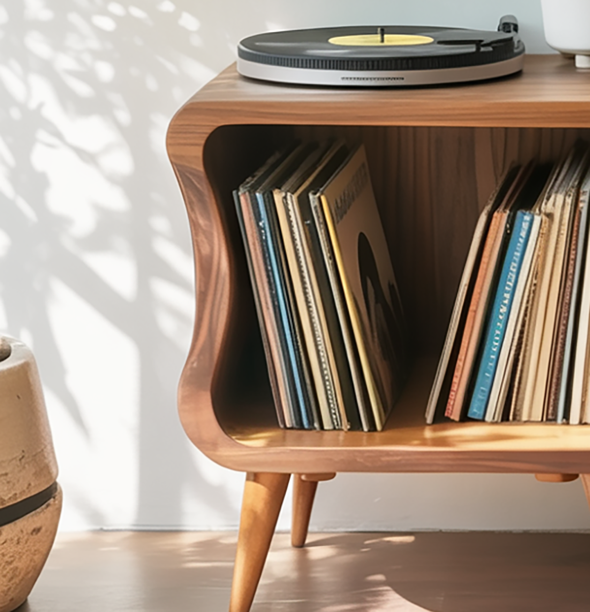 Mid century modern record player cabinet for home decor
