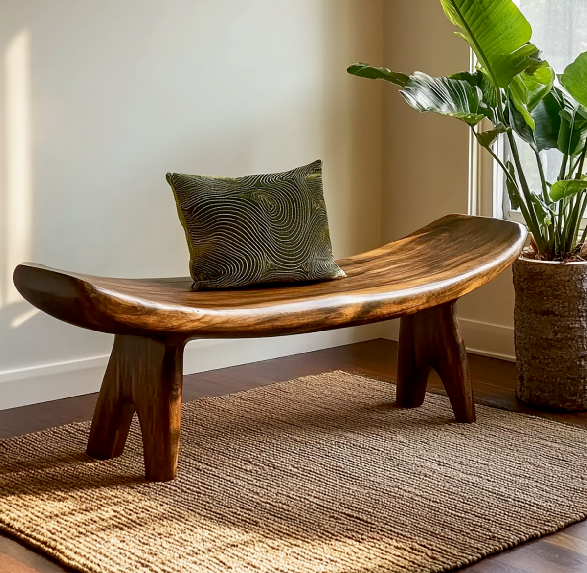 Handcrafted wood bench for hallway or living room decor