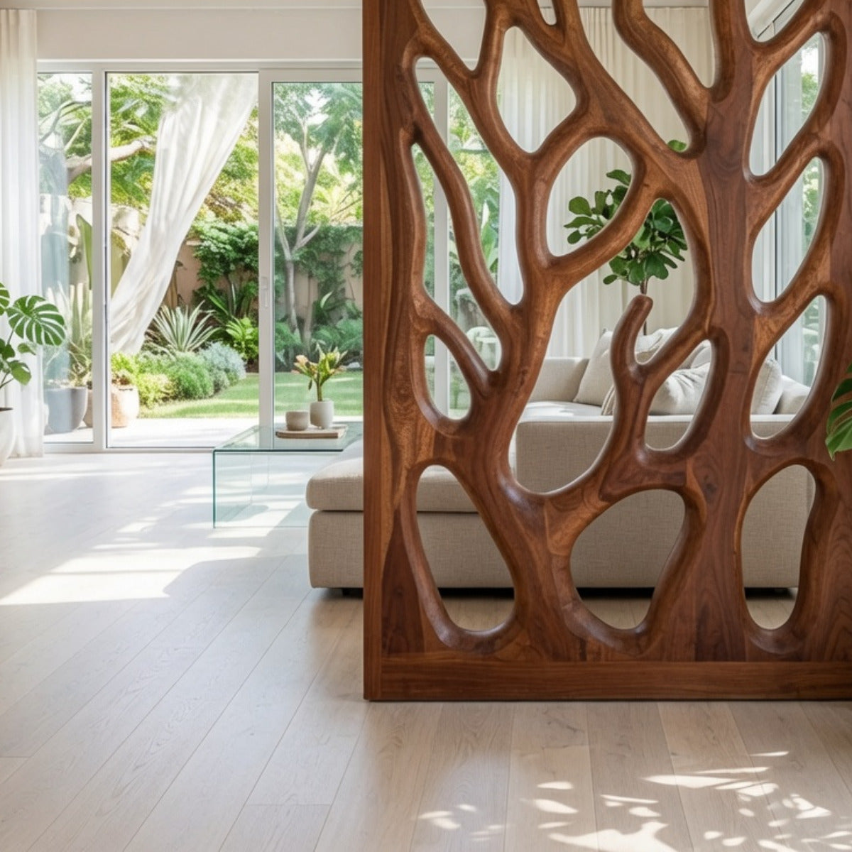 Modern Flowing Carved Divider For Living Room