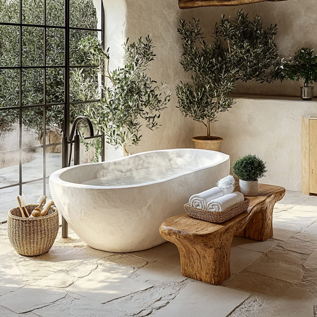 Organic live edge shower stool crafted from premium solid wood for modern bathrooms