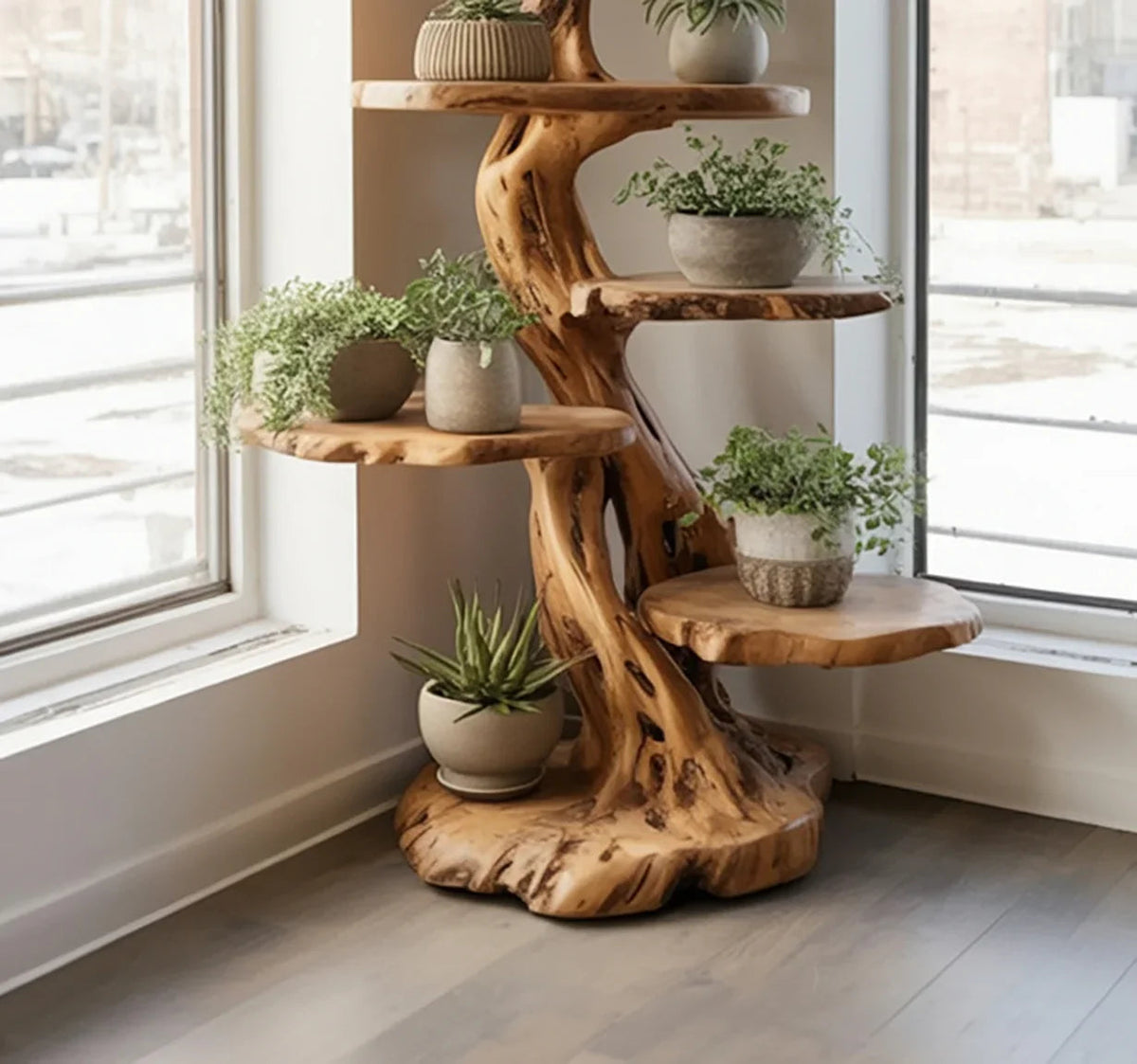 Retro style tree plant stand for indoor plants display