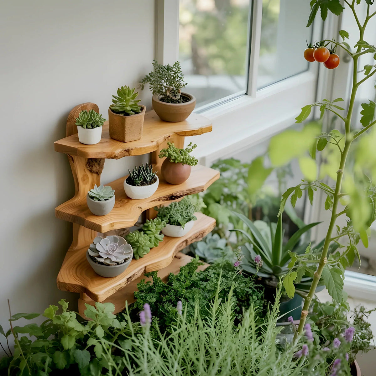 Rustic garden shelf multi tier plant stand for succulents