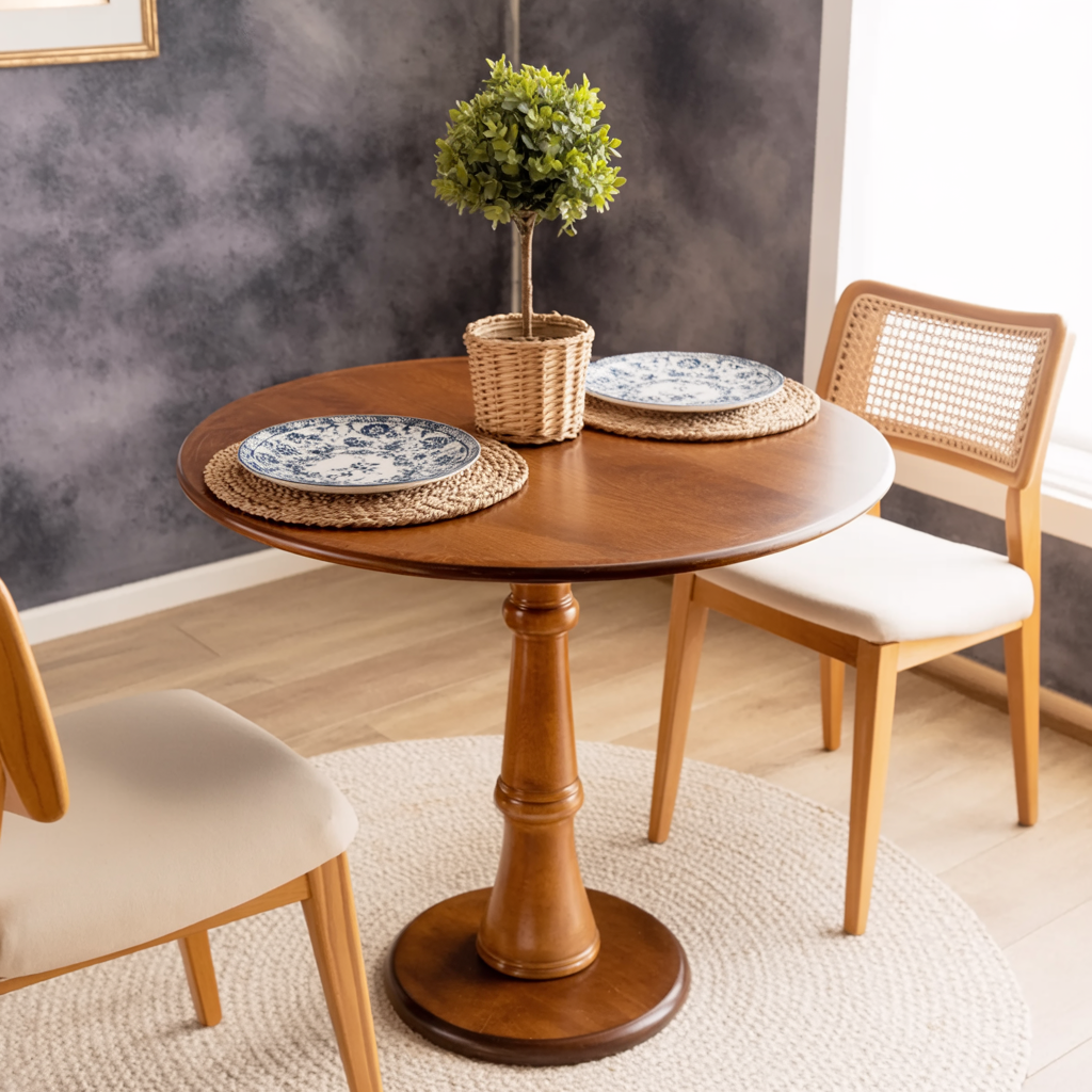 Handcrafted round dining table for contemporary interiors