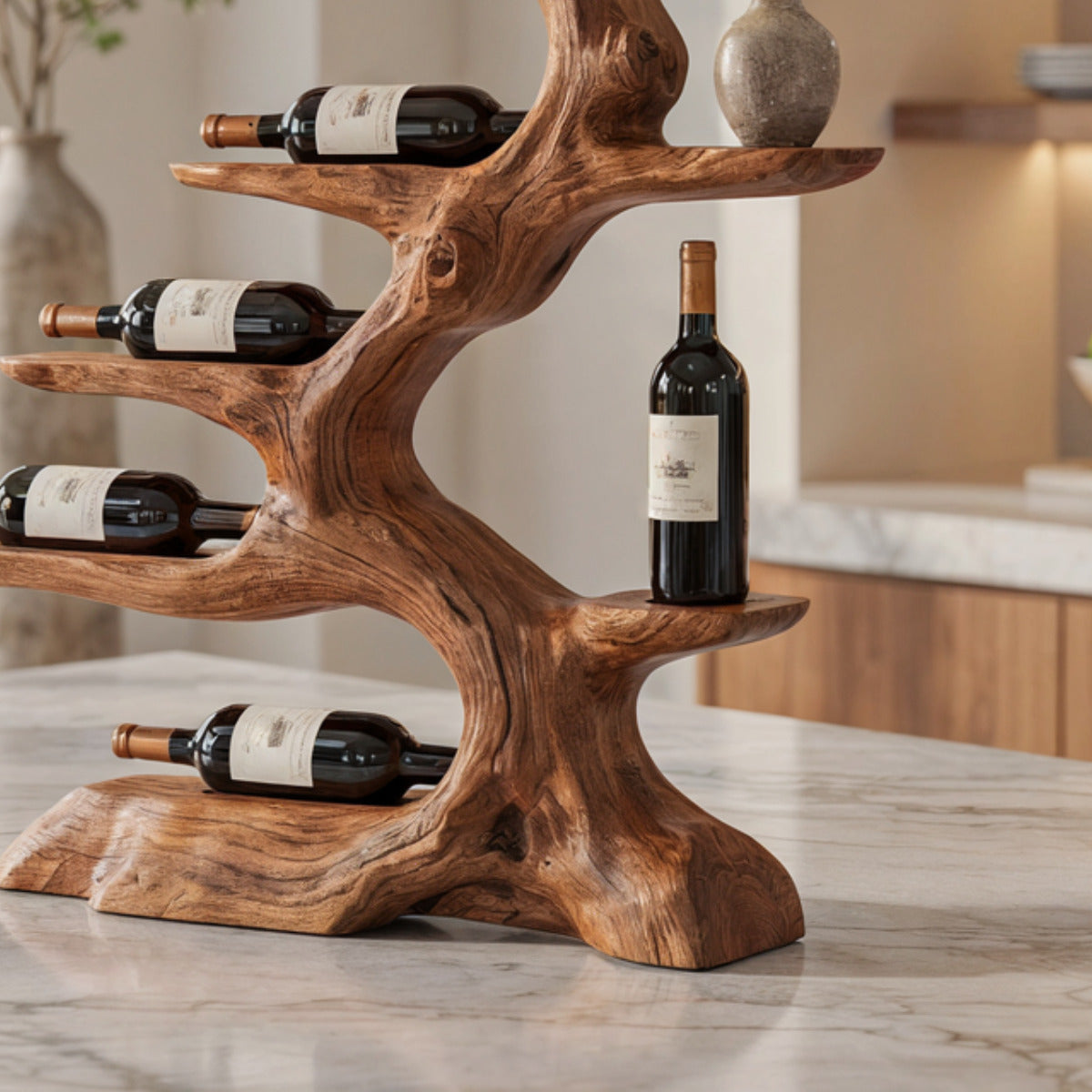 Handcrafted solid wood wine display shelf