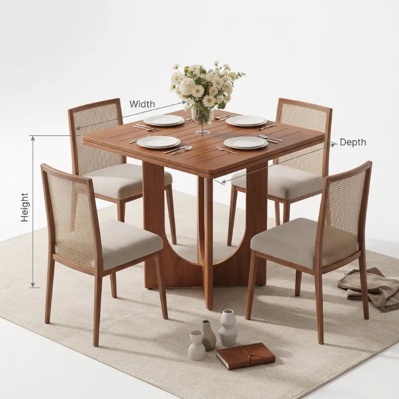 Sculptural Solid Wood Dining Table with Arch Pedestal Base