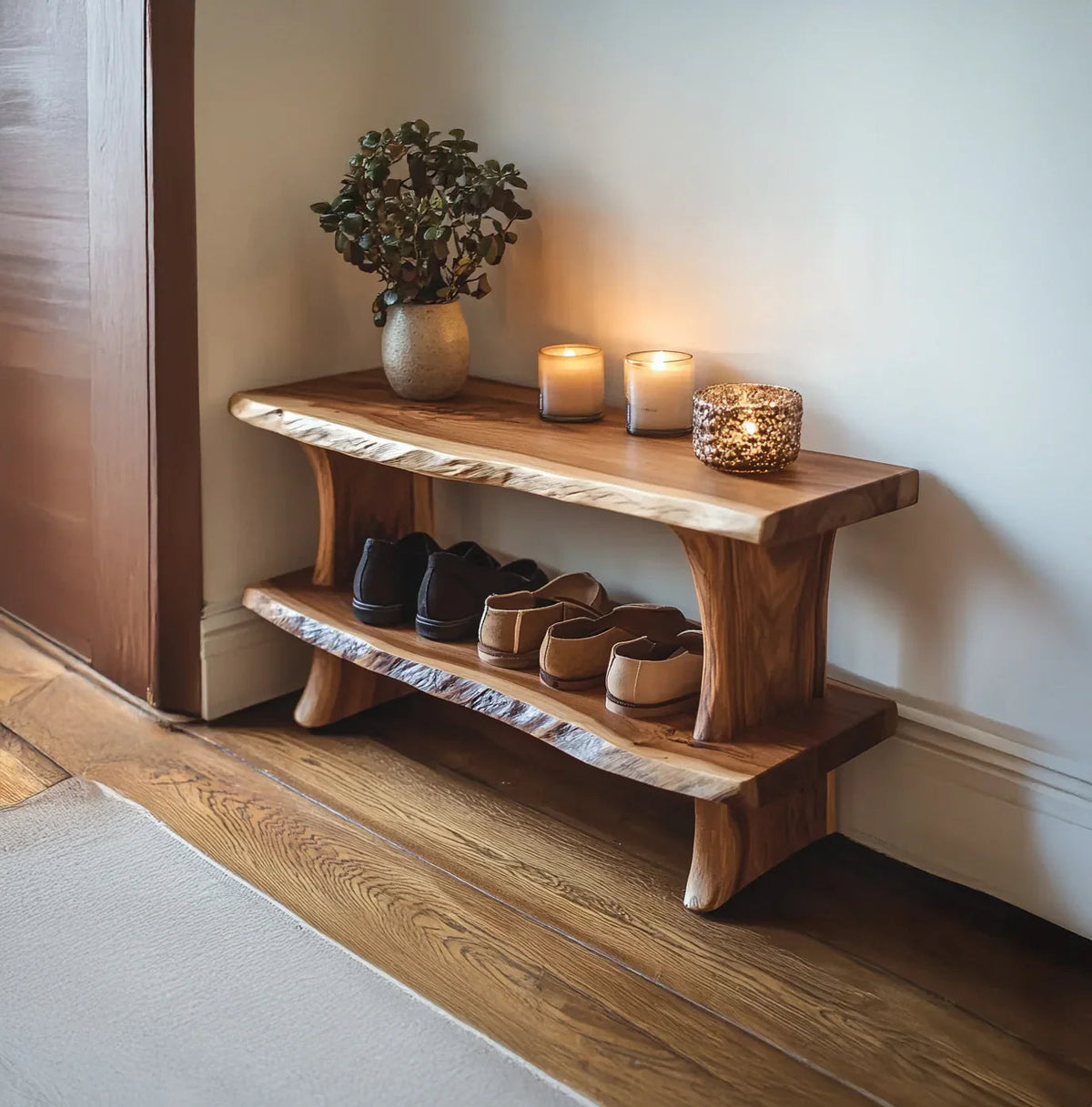 Shoe storage bench for living room and hallway use