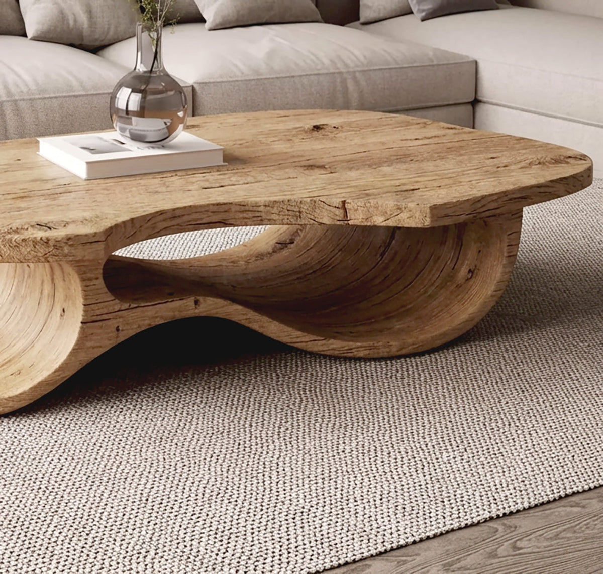 Solid Wood Coffee Table Handcrafted Organic Live Edge Center Table