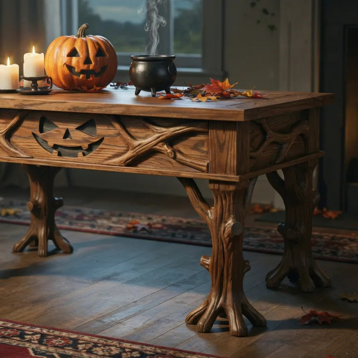 Sculptural tree root coffee table crafted from natural hardwood