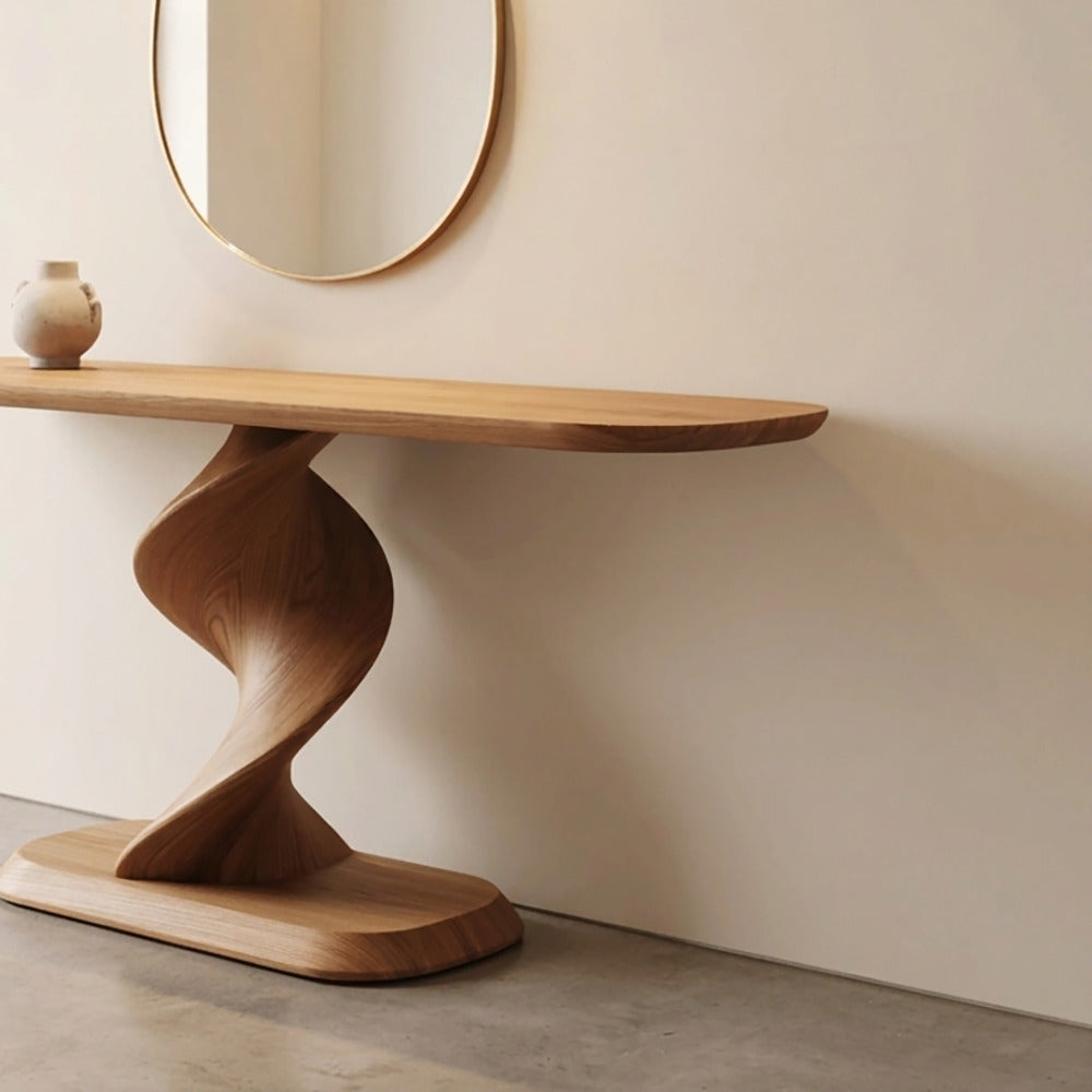 Artistic solid wood living room console table