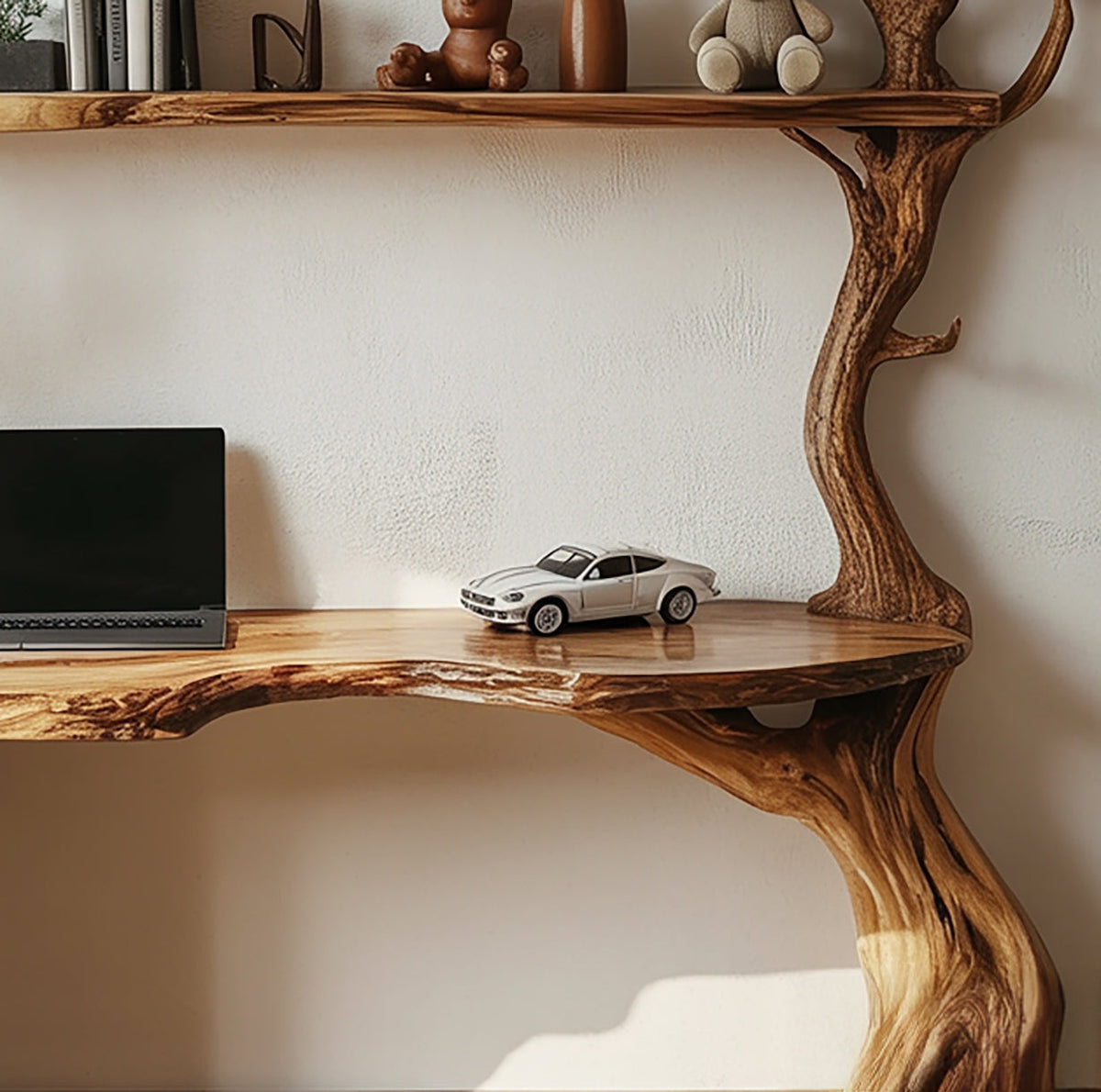 Handcrafted workspace desk with sculptural tree inspired base
