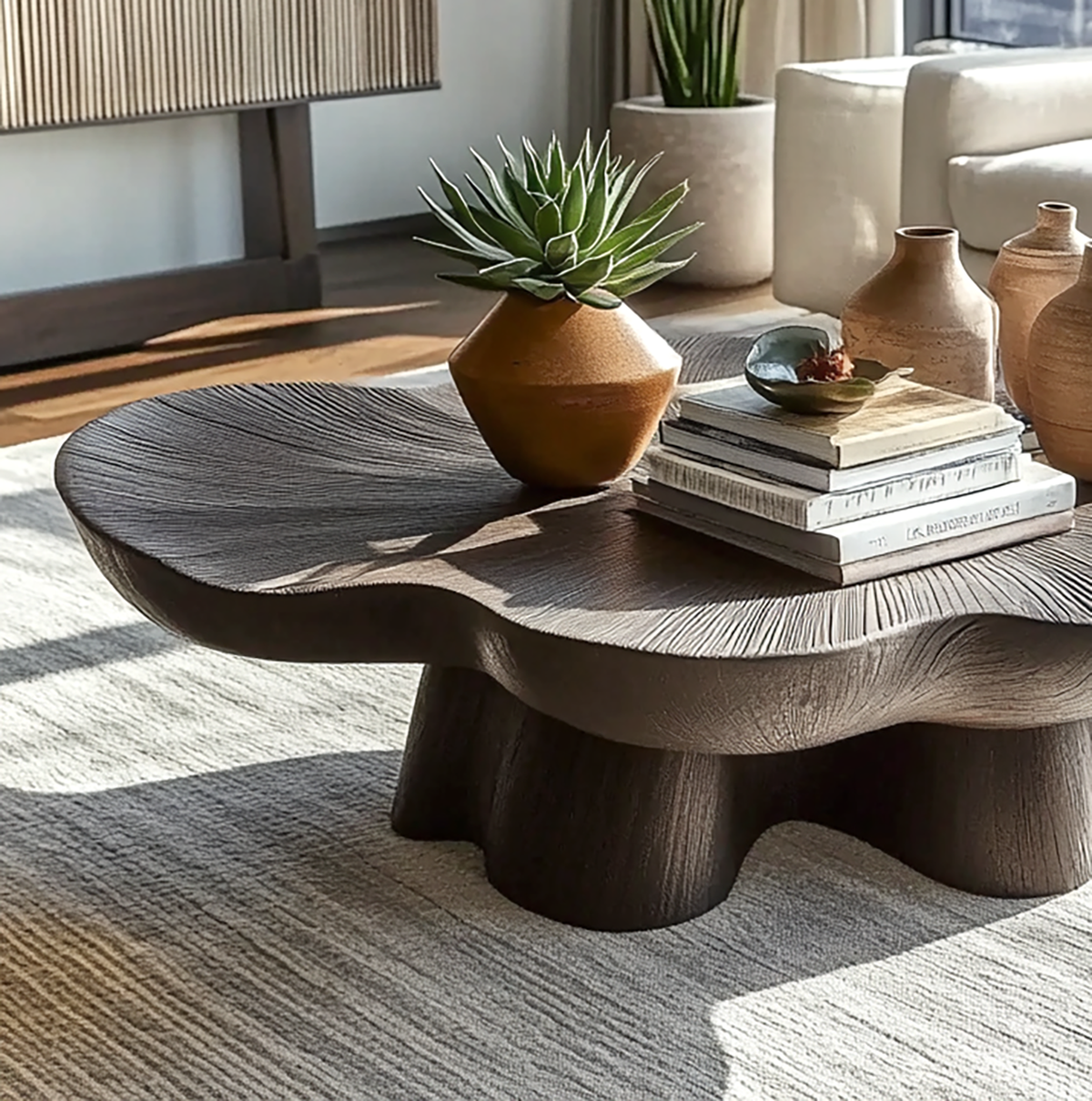 Unique Petal Shaped Coffee Table Minimalist Living Room Furniture
