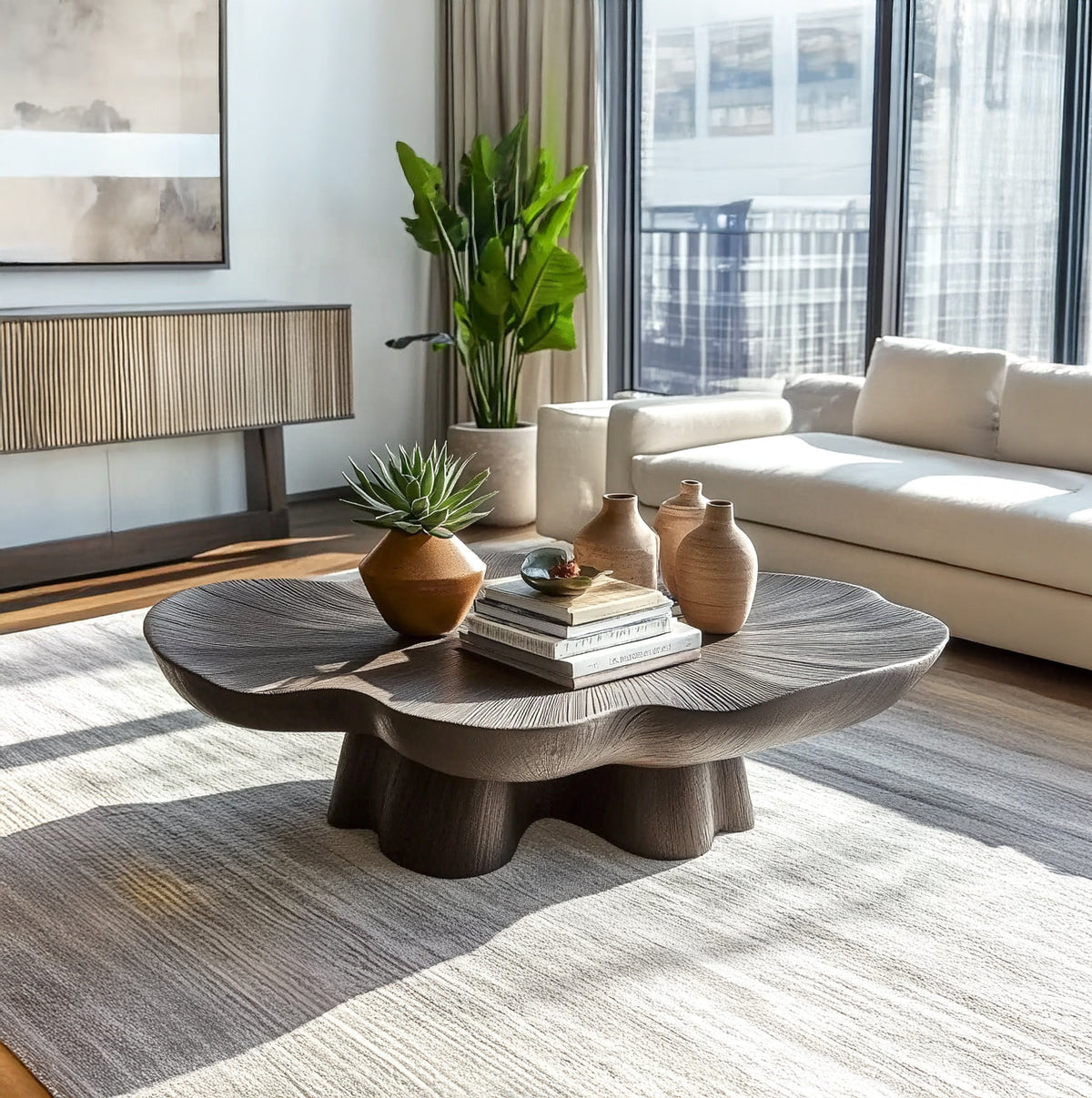 Unique Petal Shaped Coffee Table Minimalist Living Room Furniture