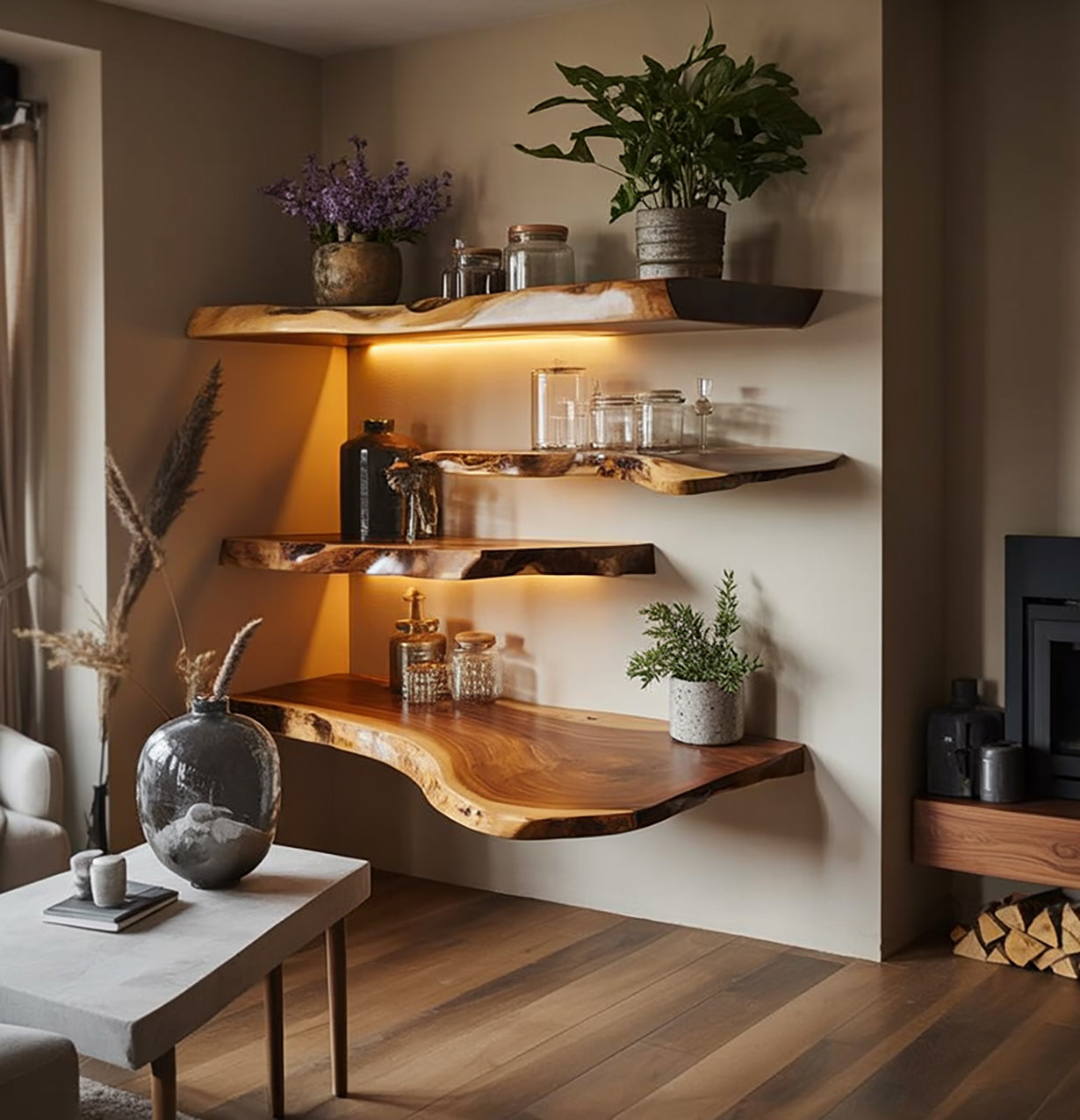 Live Edge Floating Shelves Walnut Shelves Live Edge Shelf Decor