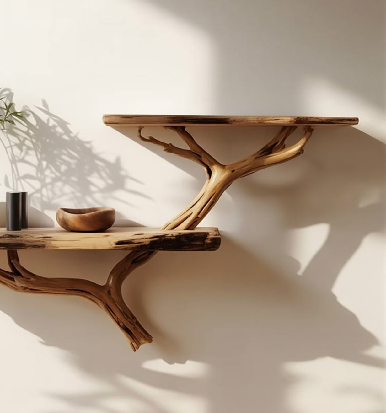 Driftwood Tree Branch Floating Shelf – Handmade Rustic Wall Decor