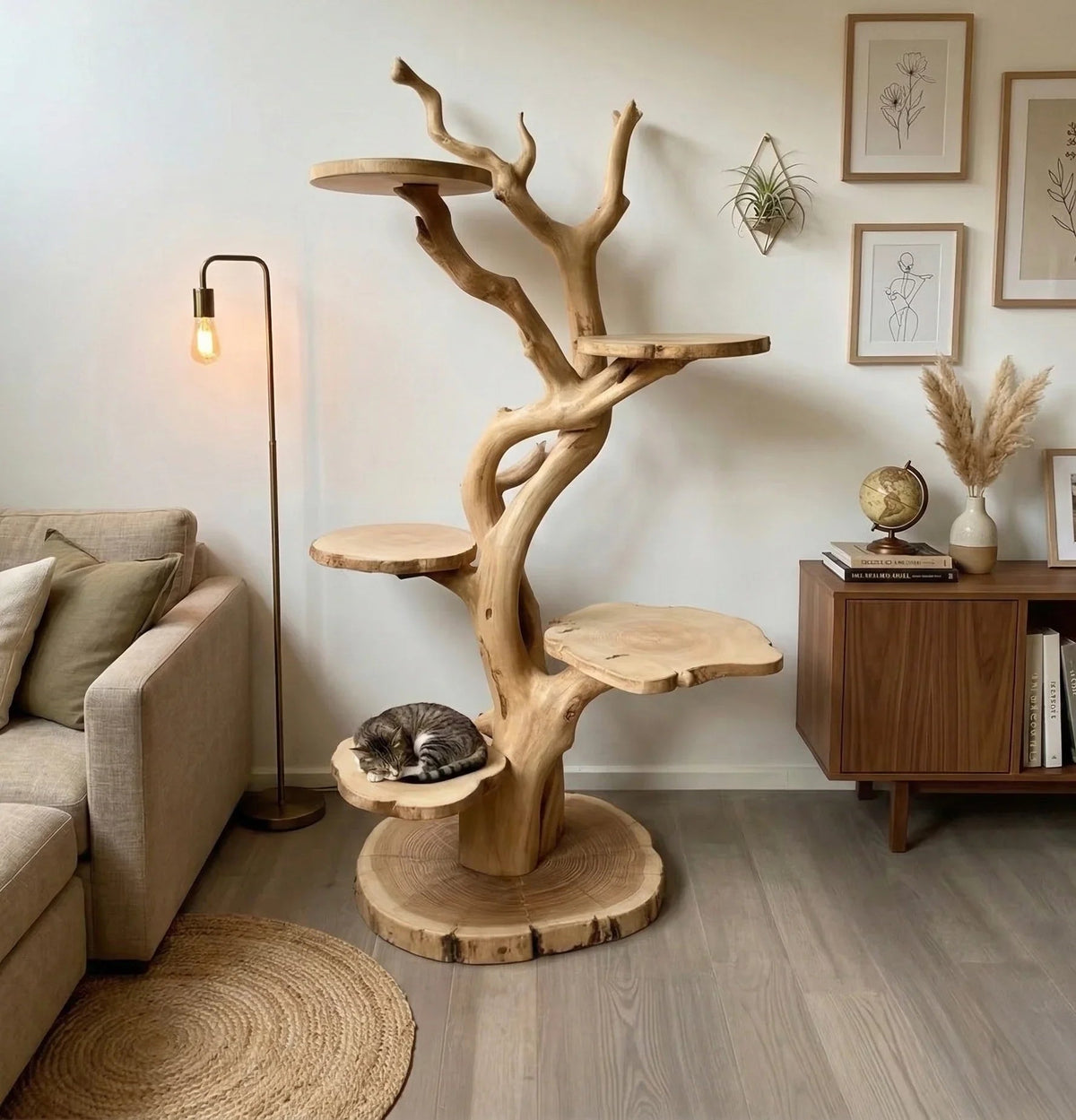 Wooden Cat Tree Furniture – Modern Cat Tower for Home Decor