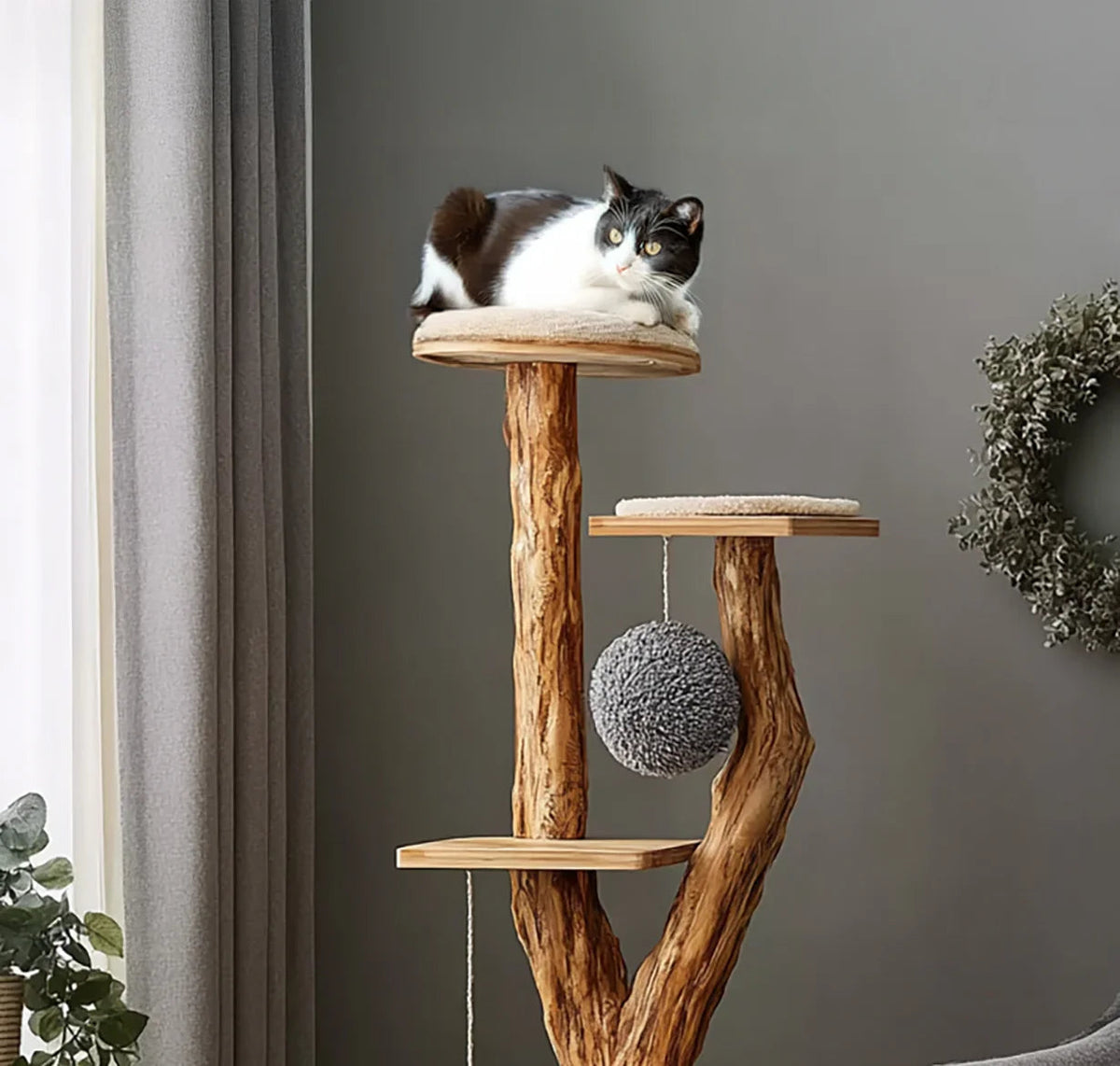 Premium natural wood cat furniture for indoor cats