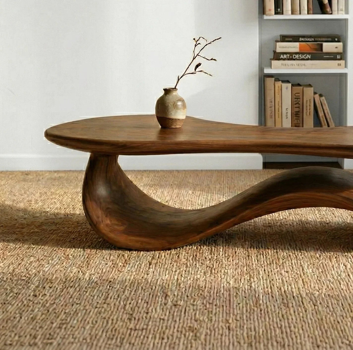 Solid reclaimed wood table with natural texture and vintage style