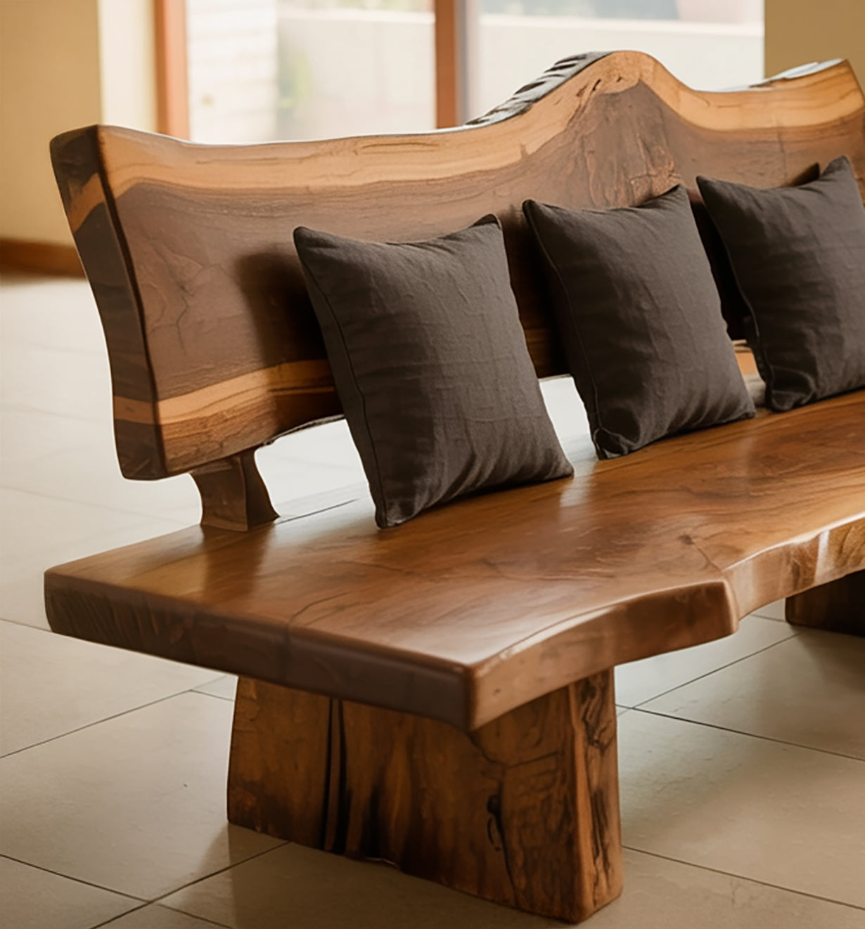 Handcrafted Live Edge Bench – Solid Wood Entryway Seating
