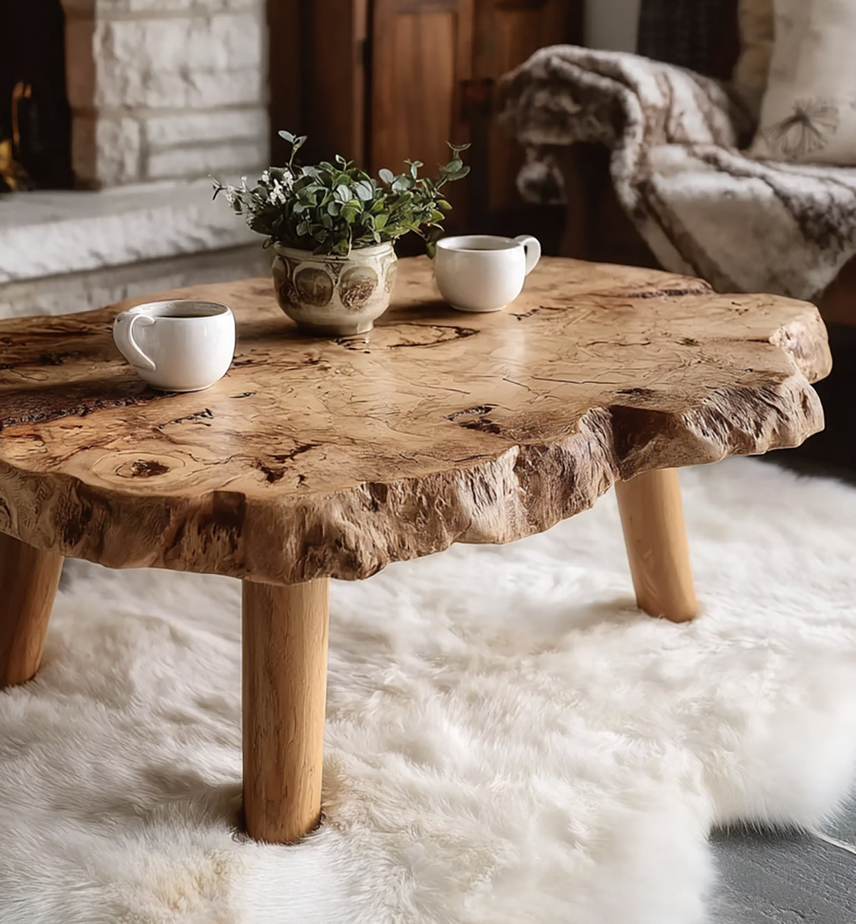 Farmhouse Solid Wood Table – Living Room Accent Furniture