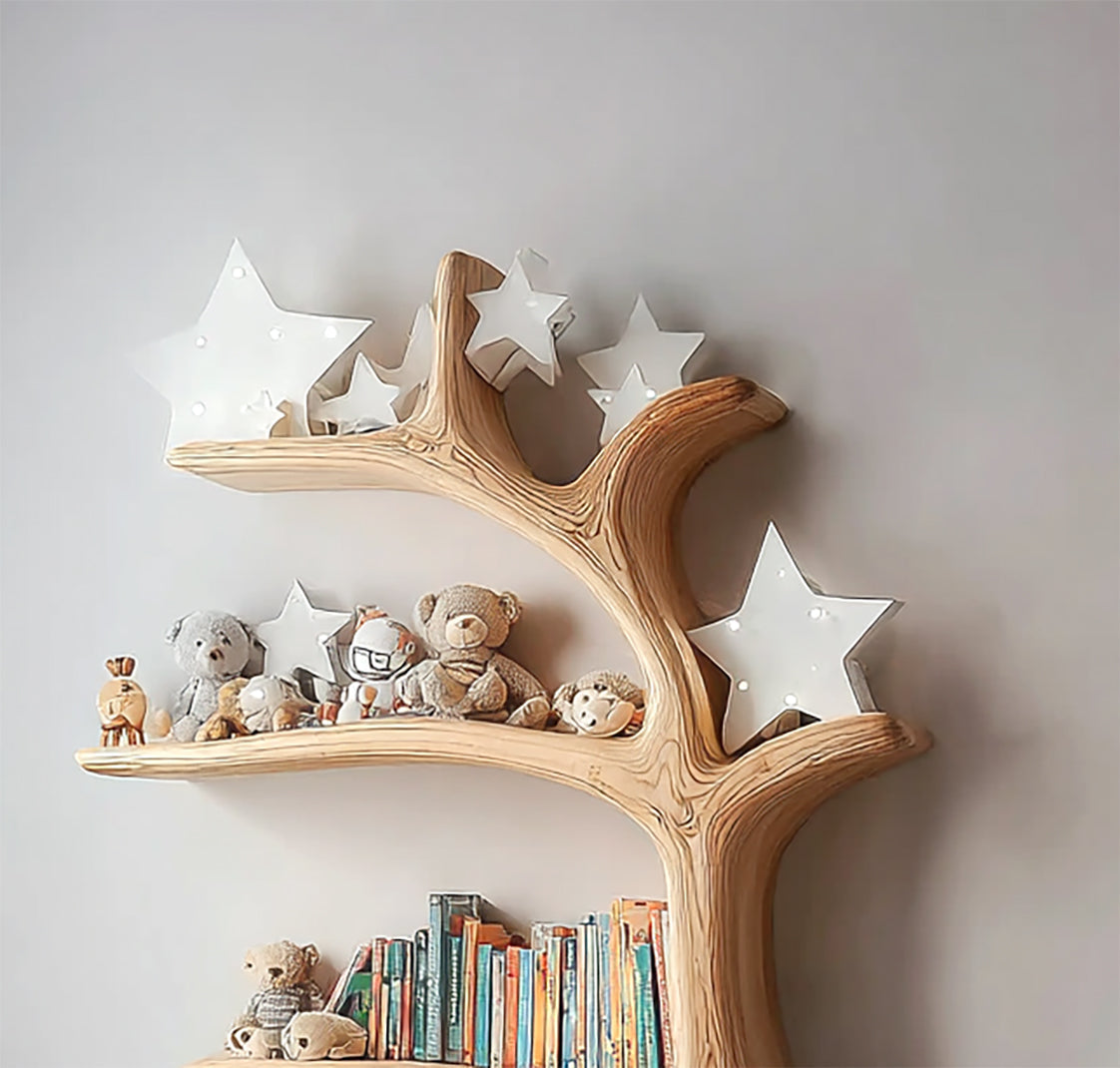 Handcrafted Wooden Tree Bookshelf for Kids – Rustic Branch Shelf, Nursery Room Decor