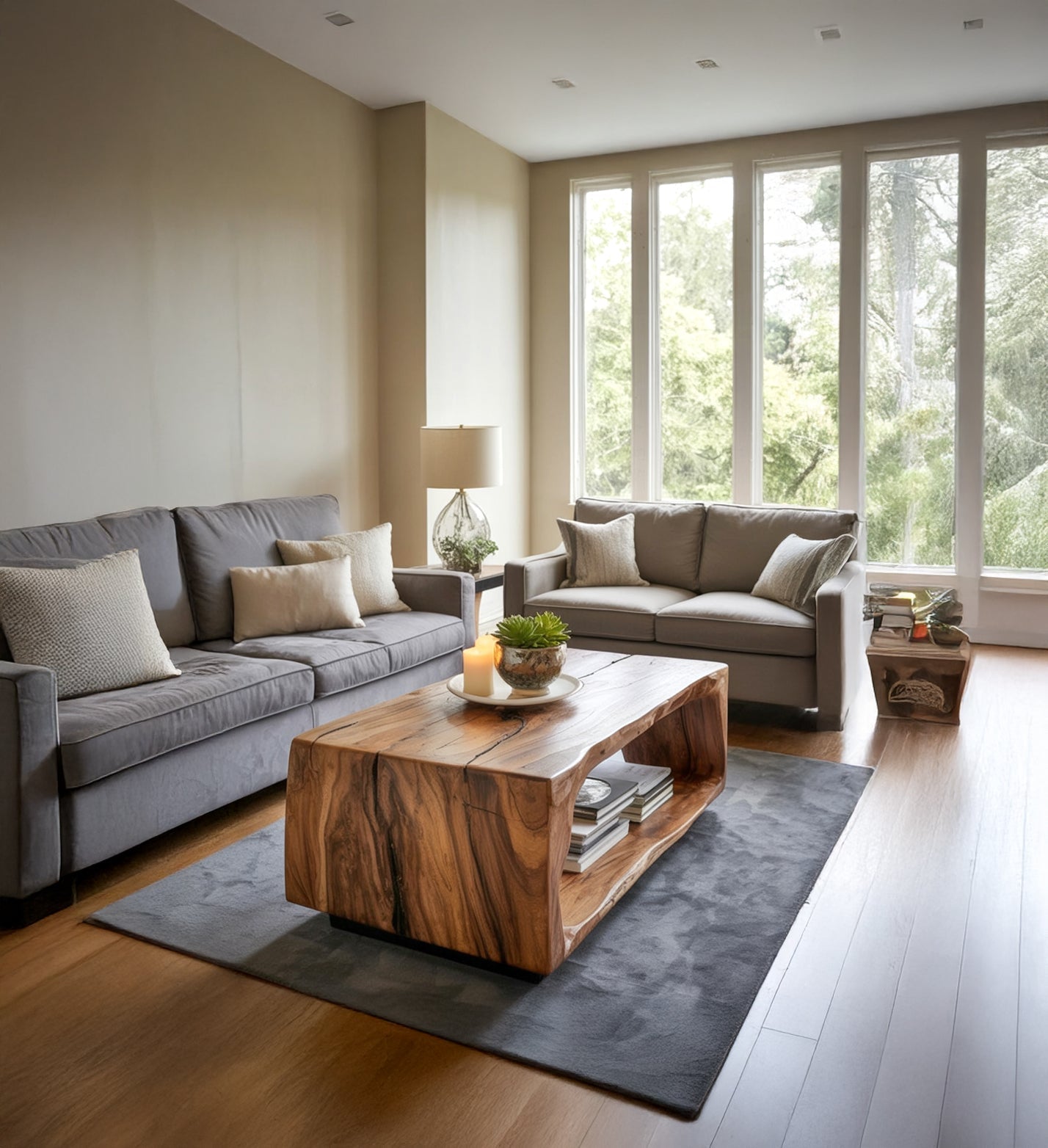 Walnut Live Edge Coffee Table – Handmade Solid Wood Slab, Modern Natural Design