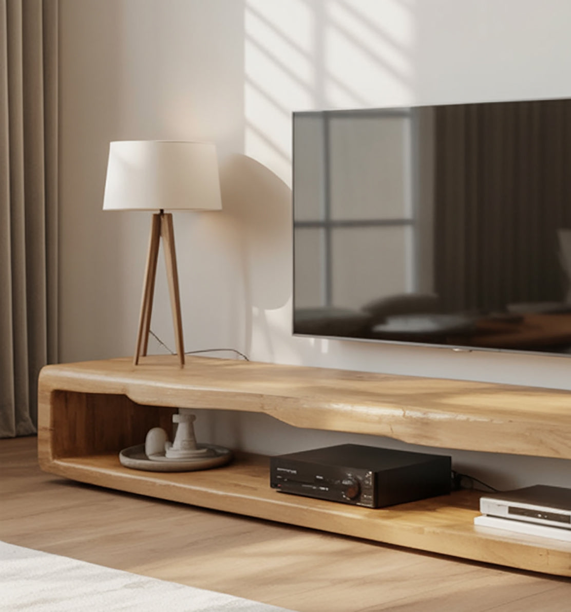 Rustic Solid Wood TV Console – Handmade Farmhouse TV Stand, Unique Home Decor