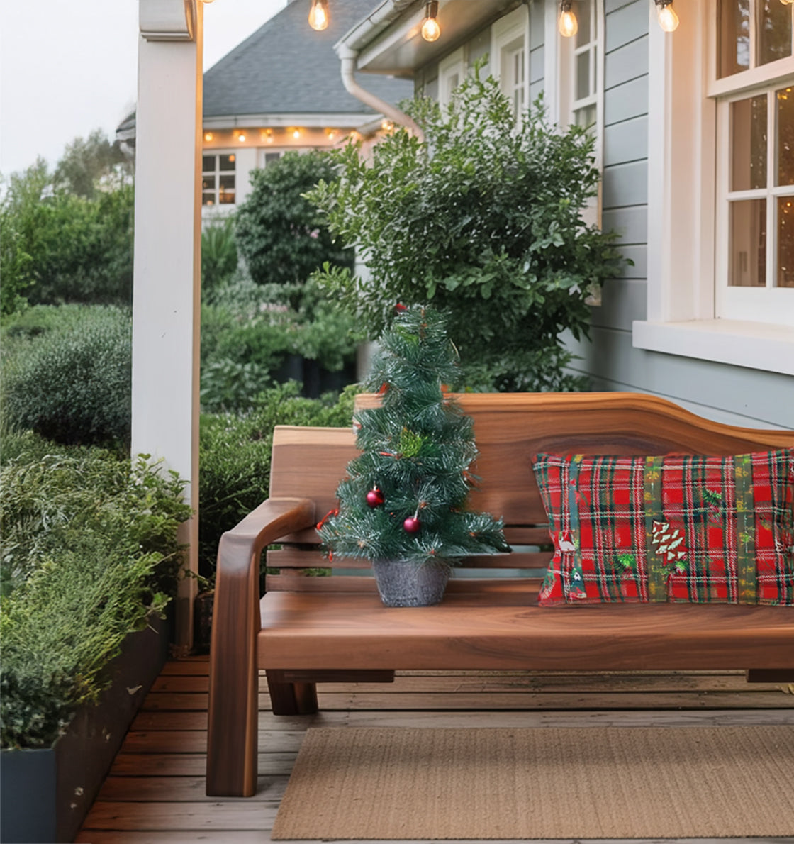 Handcrafted Rustic Outdoor Wooden Bench with Curved Backrest – Porch & Garden Seating