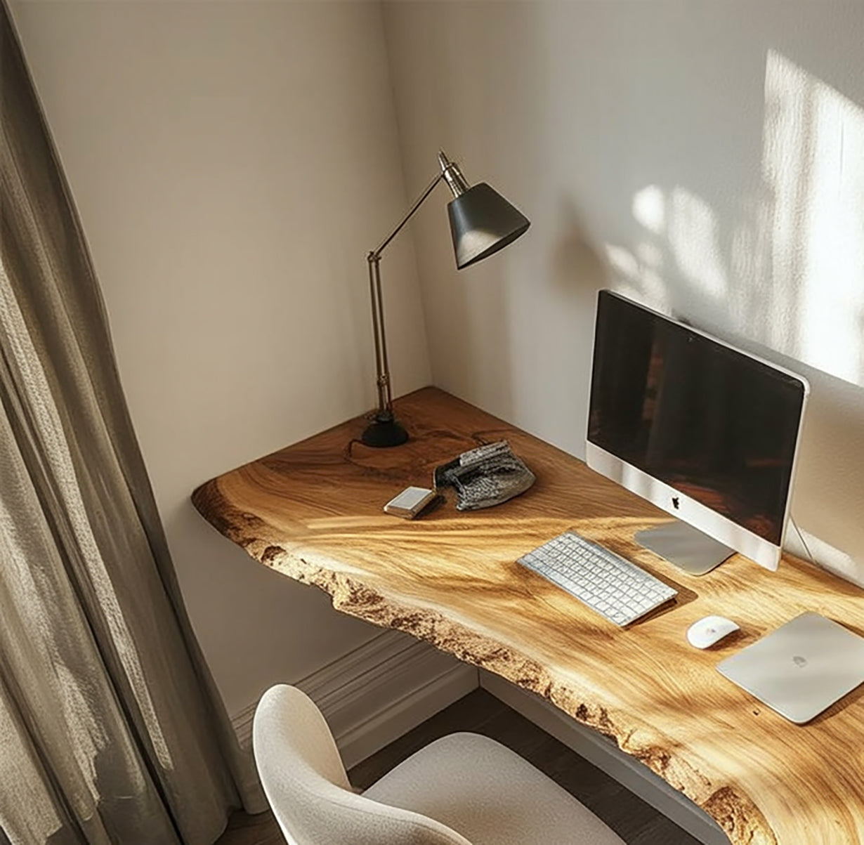 Rustic Live Edge Desk – Farmhouse Wood Furniture for Living Room