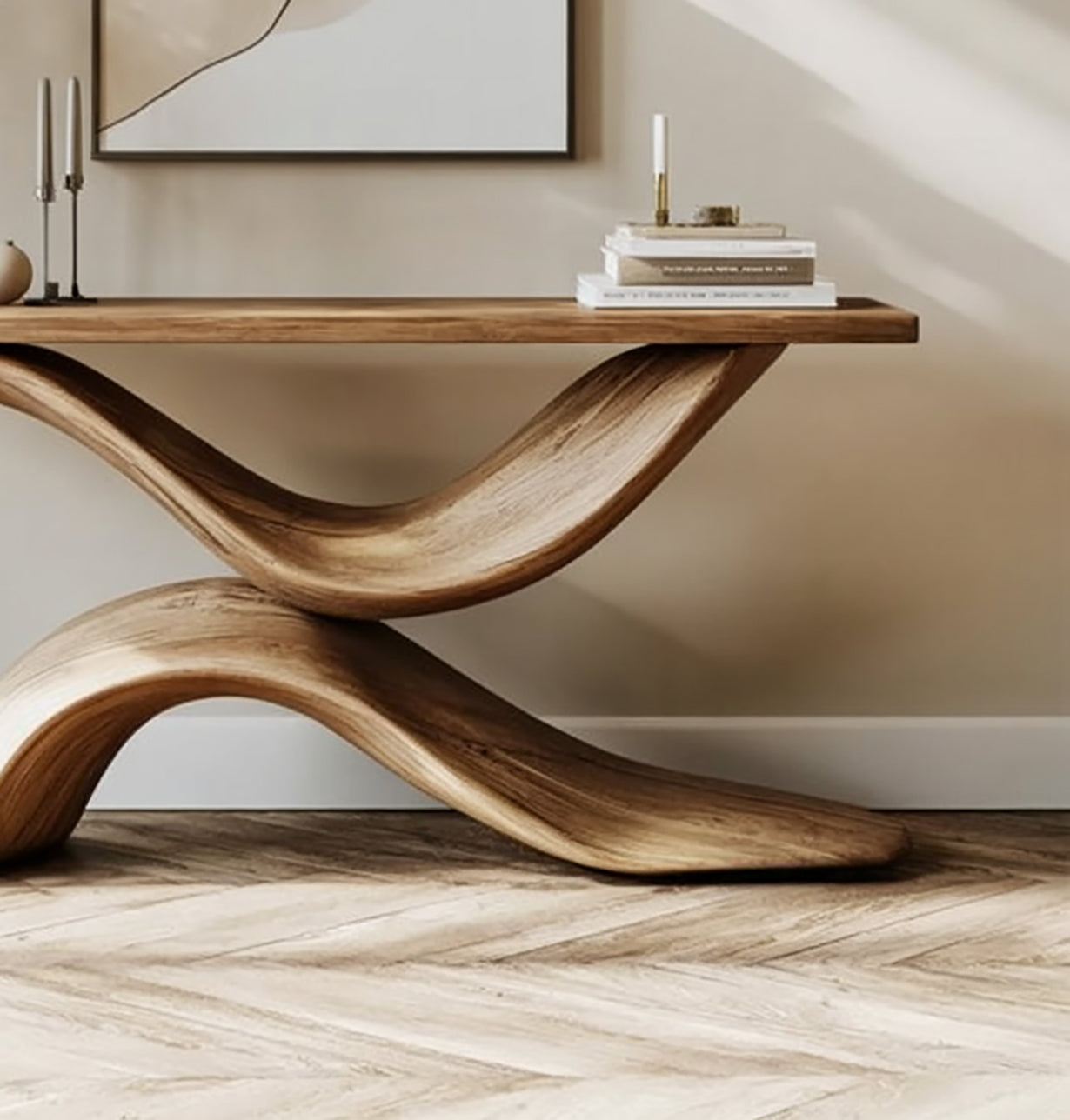 Handcrafted Solid Wood Console Table for Entryway, Living Room – Organic Modern Furniture