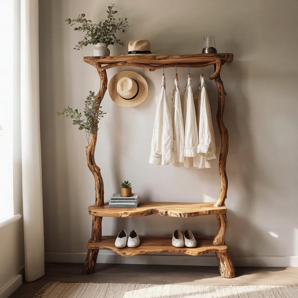 Tree Branch Coat Hooks – Driftwood Solid Wood Wall Rack Shelf