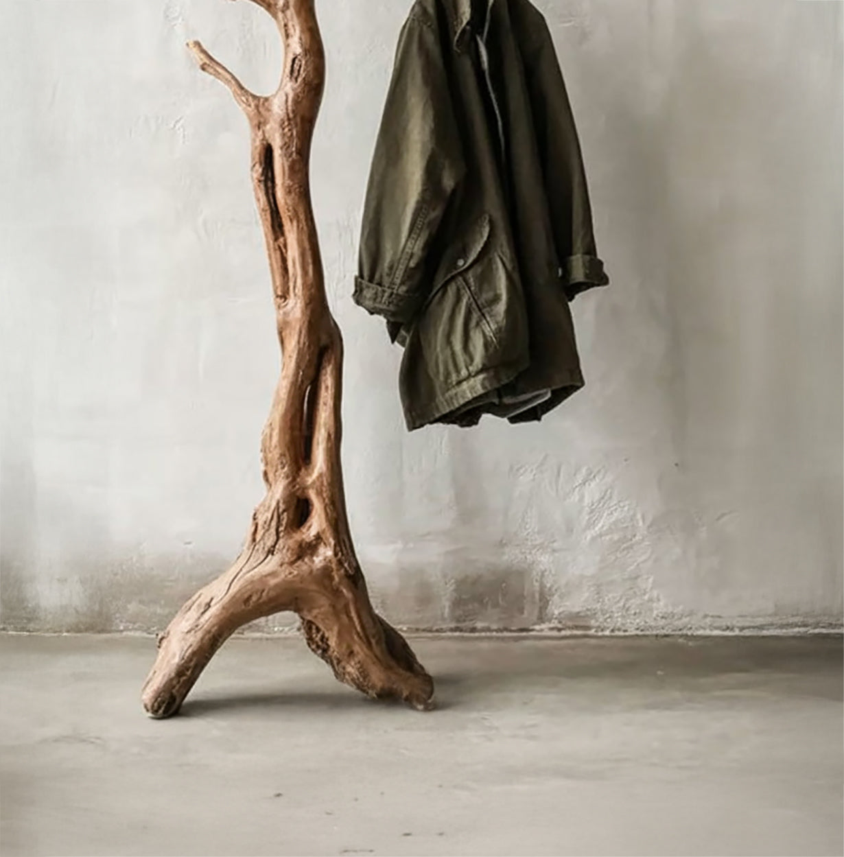 Rustic Wall Coat Rack Natural Wood Branch Living Room Decor
