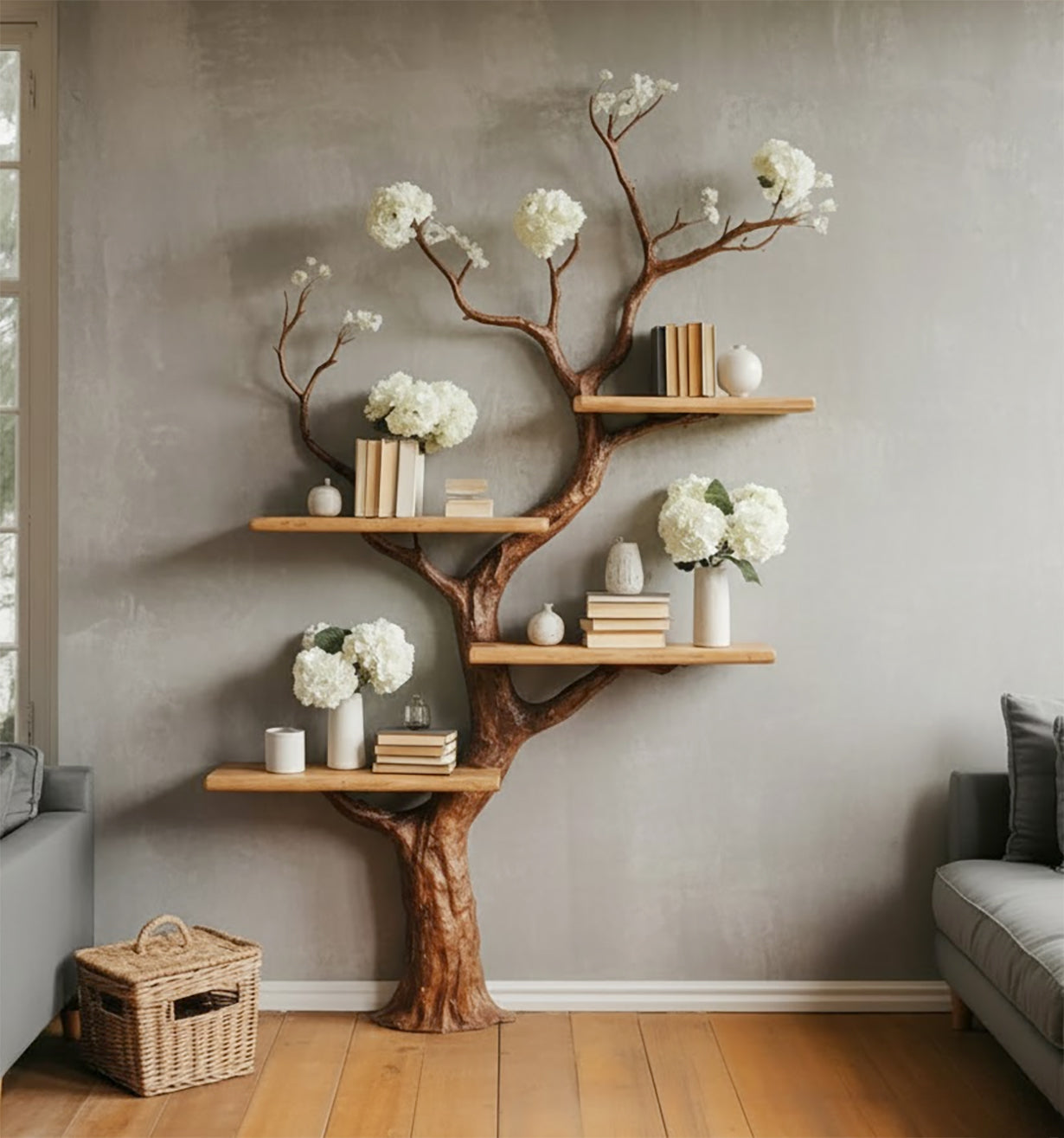 Handcrafted Solid Wood Tree BookShelf – Nature-Inspired Home Décor