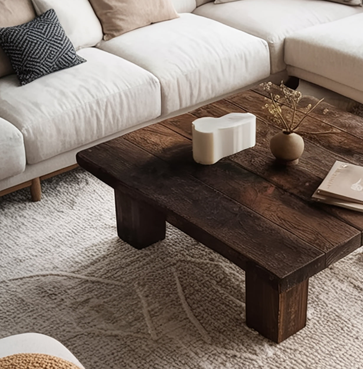 Handmade Reclaimed Chestnut Wood Coffee Table, Rustic Farmhouse Design