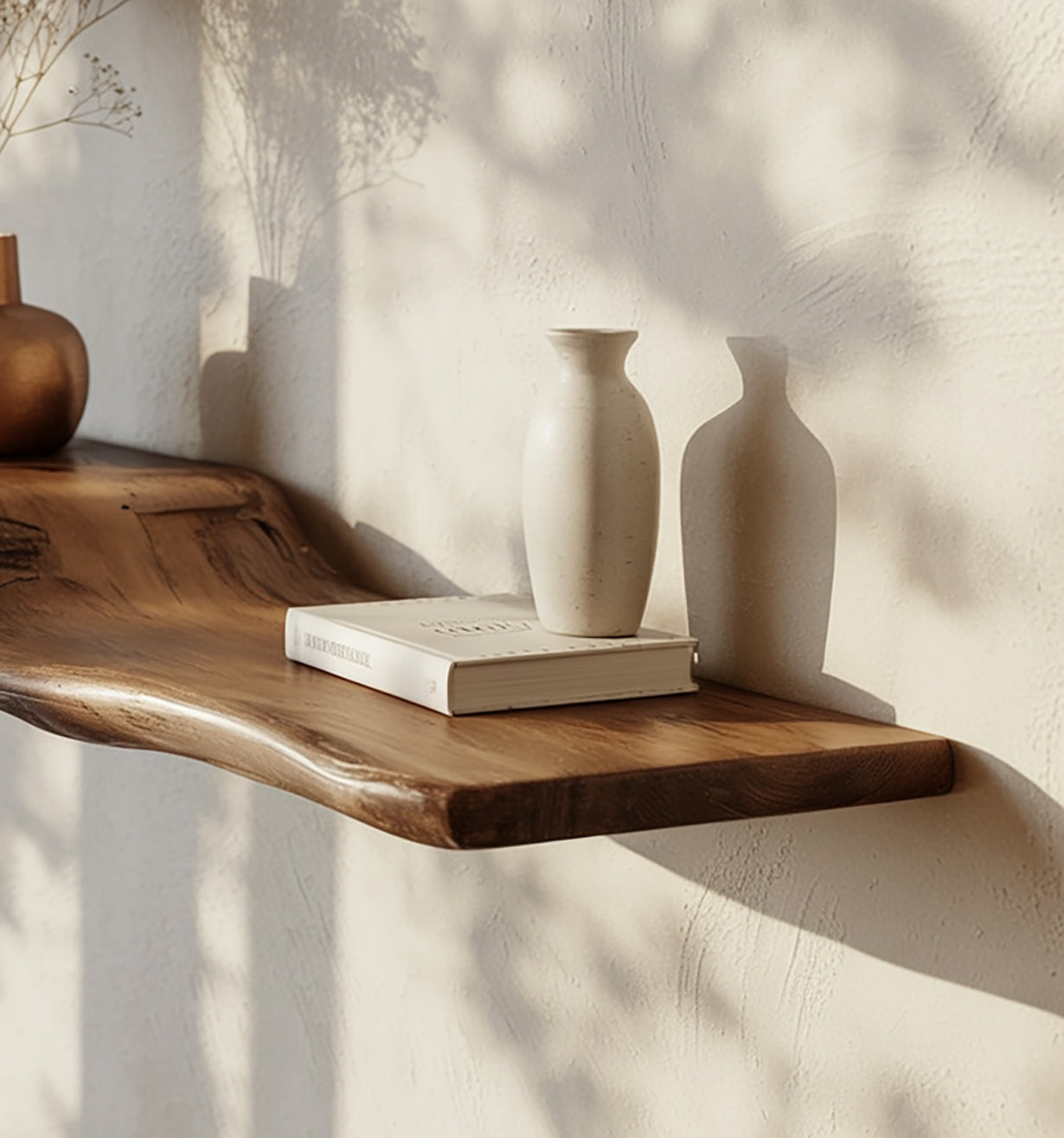 Live Edge Floating Wood Shelf – Handcrafted Solid Wood Wall Shelf