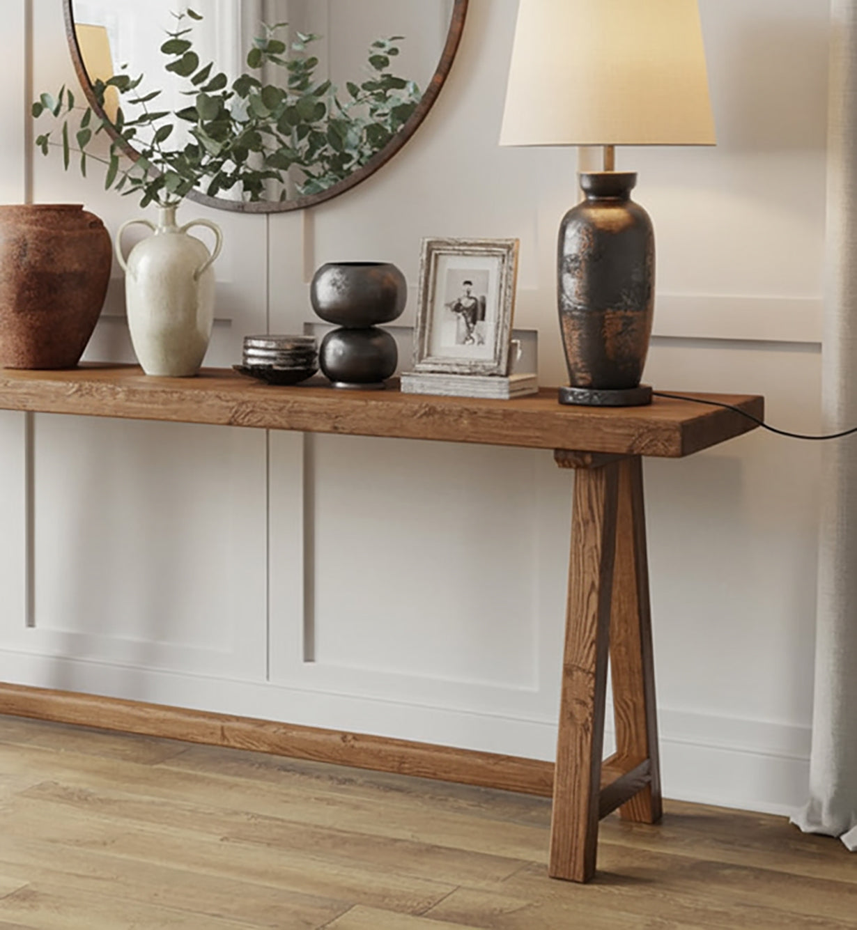 Rustic Reclaimed Wood Console Table – Live Edge Entryway Table