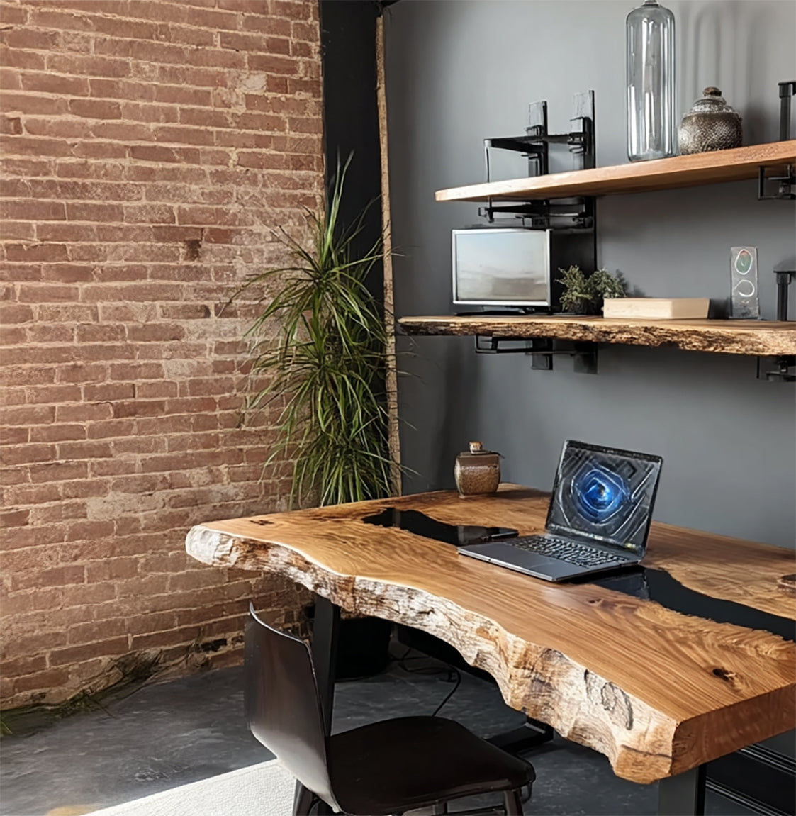 Handcrafted Live Edge Epoxy Desk – Solid Wood Office Table with Resin River