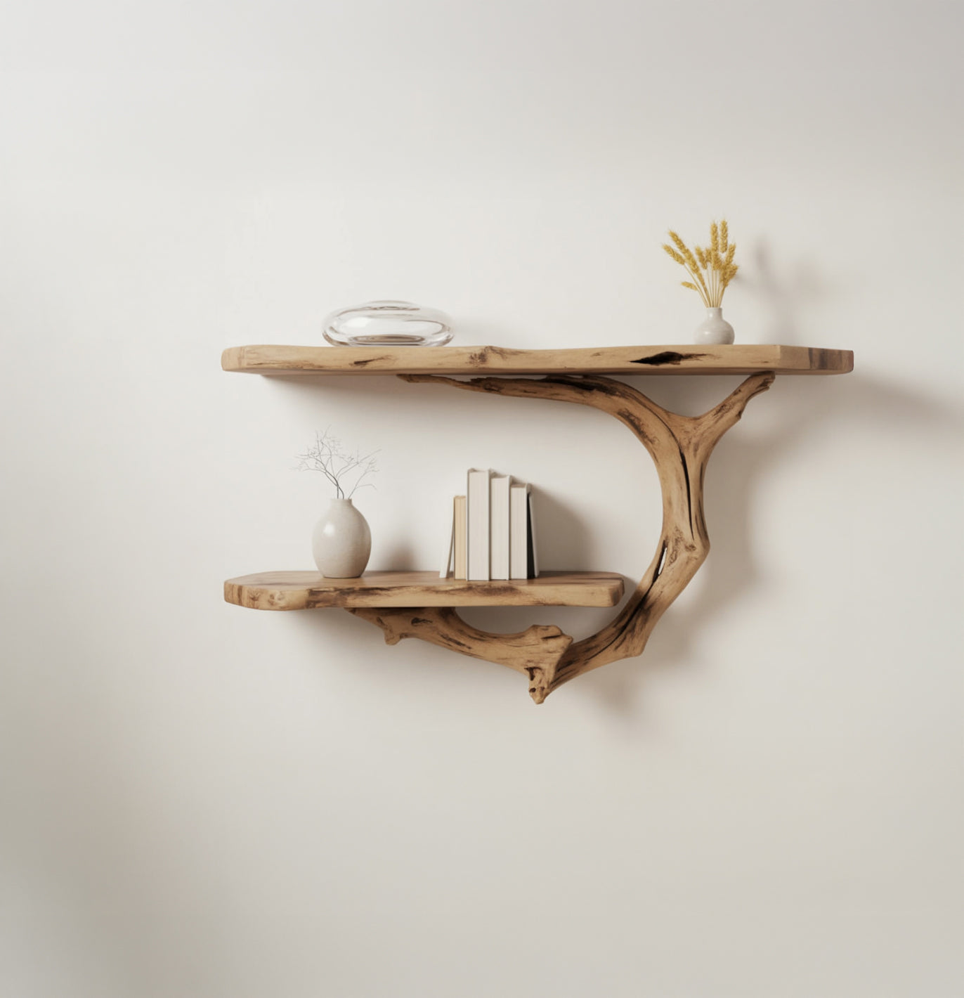 Driftwood Shelf – Handcrafted Solid Wood Wall Art & Bookshelf