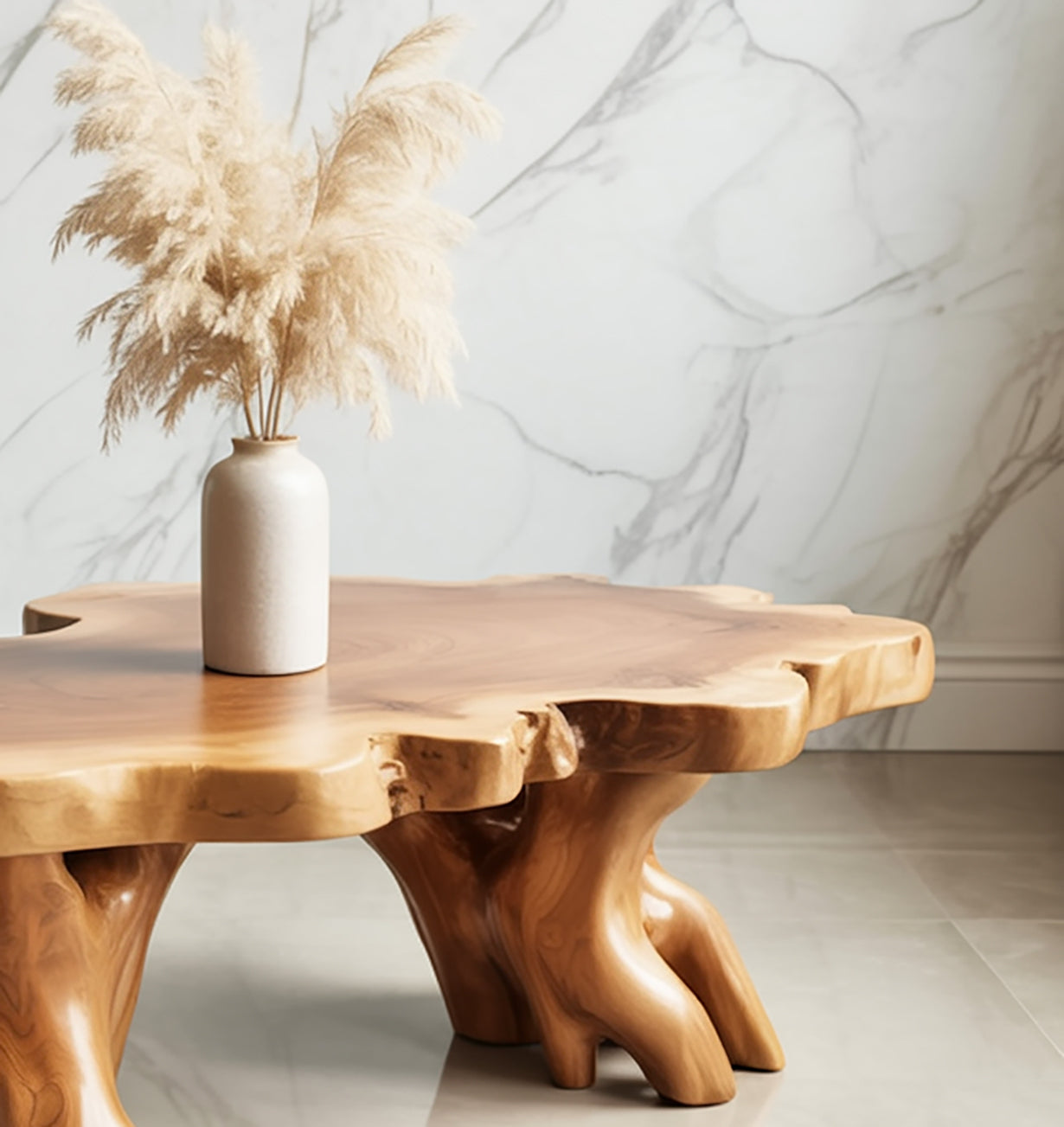 Handcrafted Live Edge Coffee Table – Natural Tree Root Design