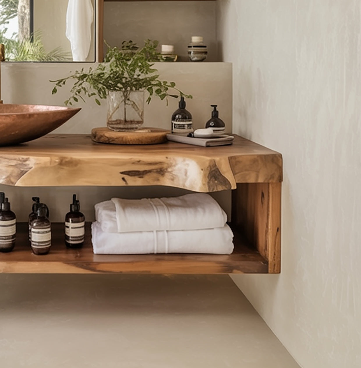 Handmade Floating Bathroom Vanity – Farmhouse Solid Wood