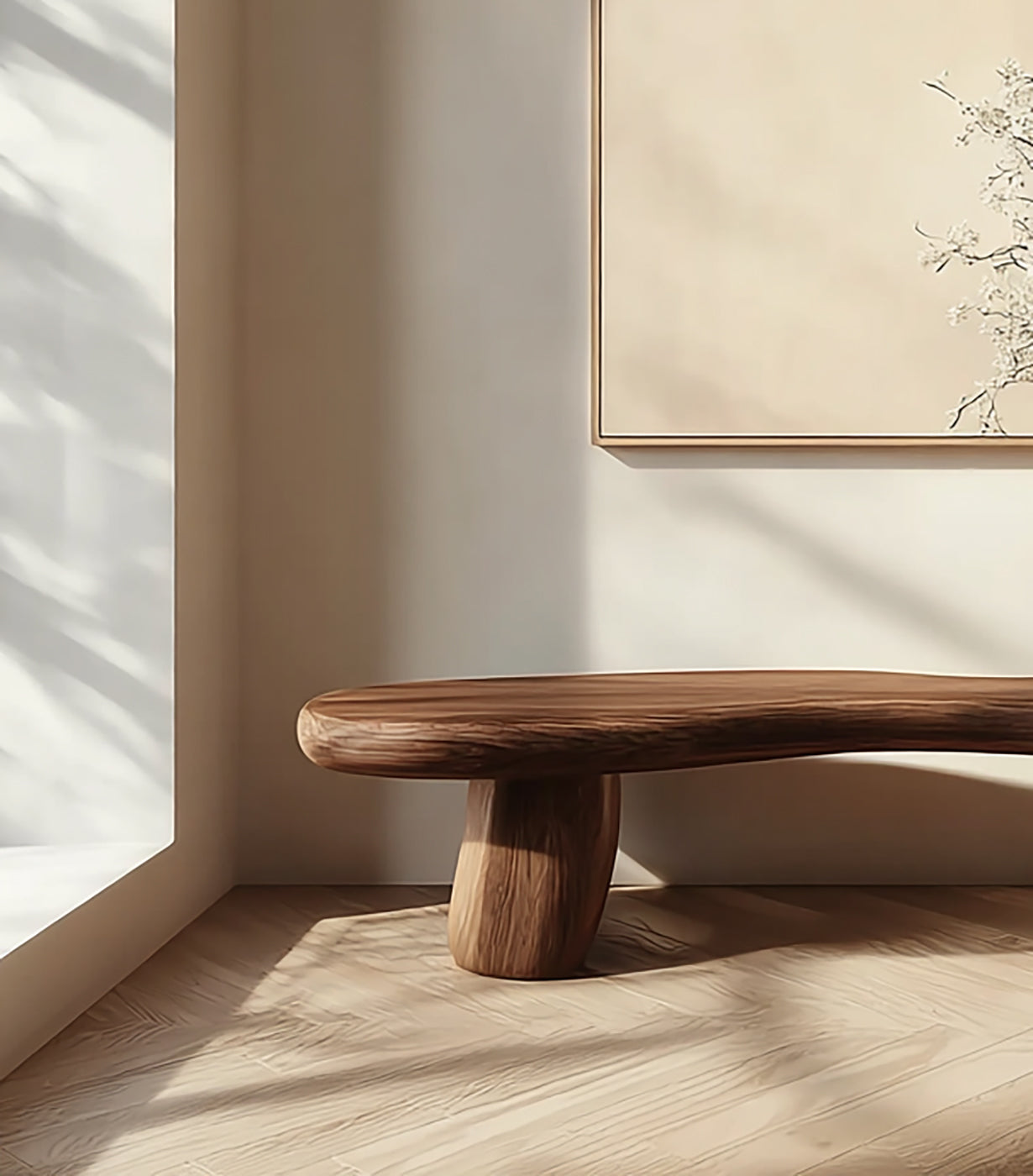 Rustic Solid Wood Bench – Handmade Live Edge Seat for Entryway, Living Room, Bedroom