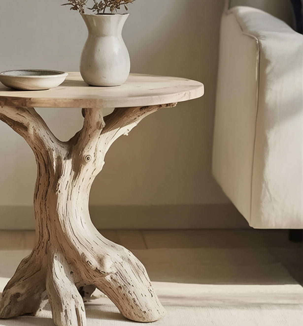 Rustic Live Edge End Table – Handmade Solid Wood Side Table