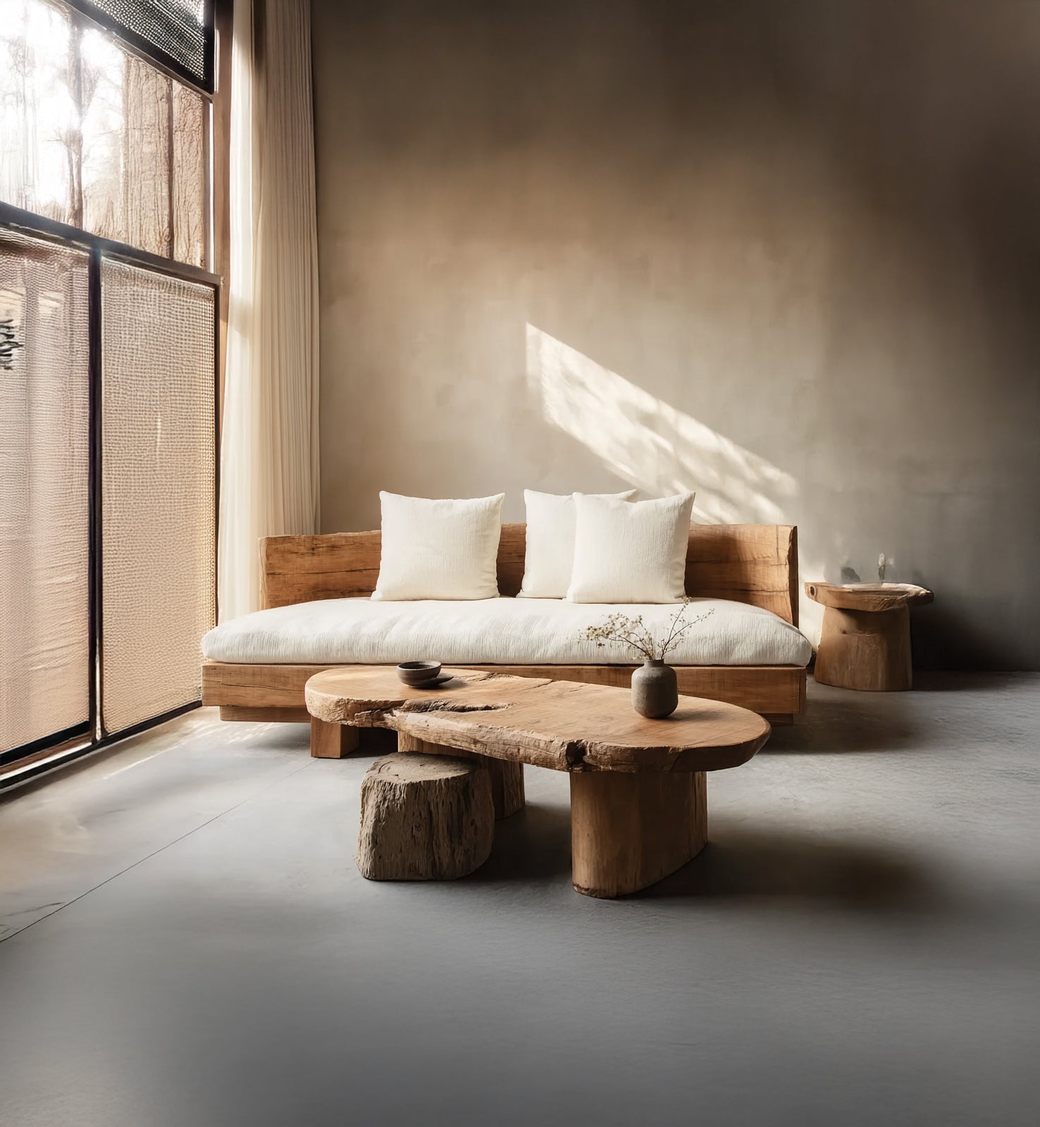 Handcrafted Wooden Frame Sofa For Modern Living Room or Cozy Lounge Decor