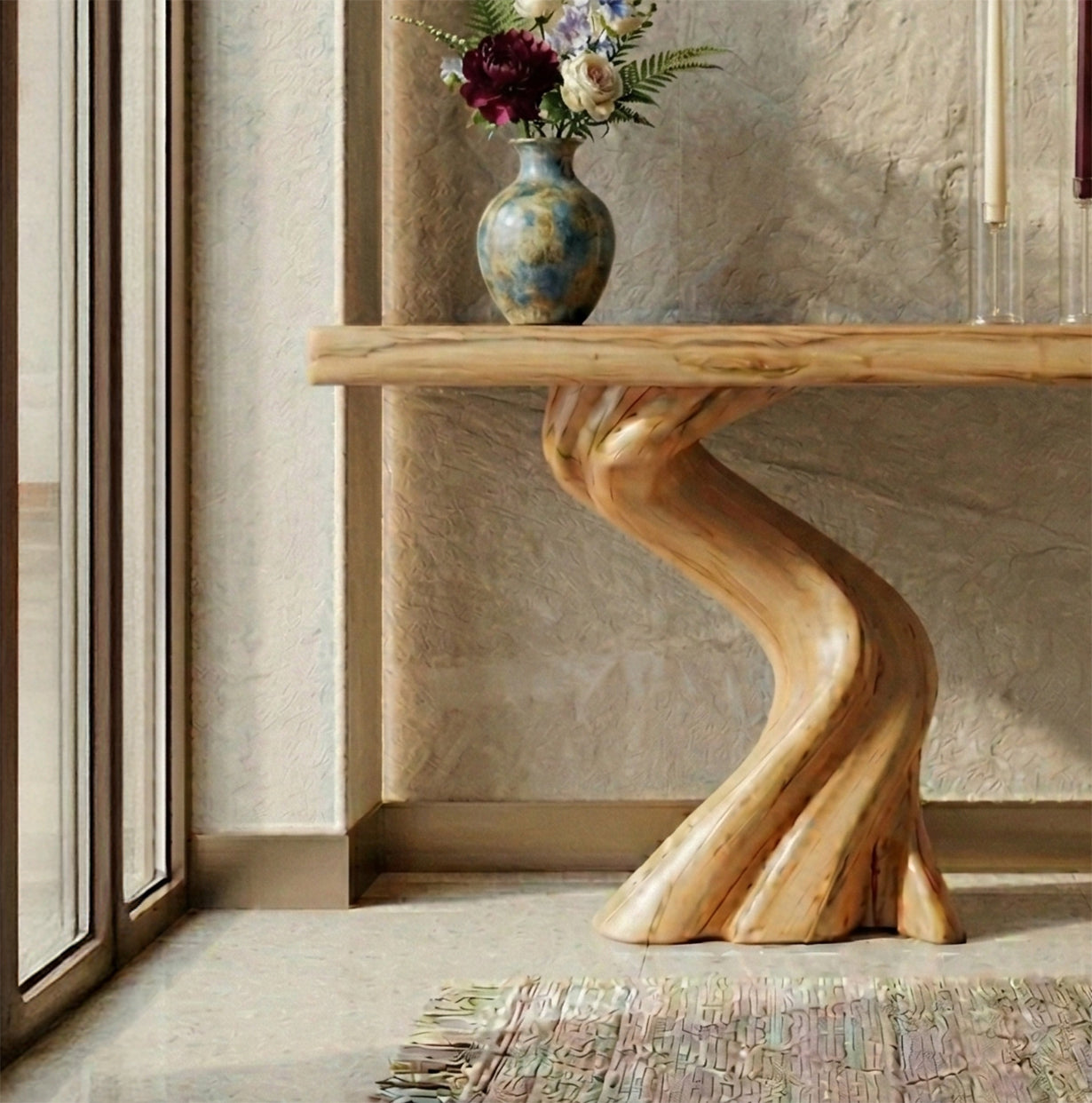 Handcrafted Live Edge Console Table – Rustic Solid Wood Entryway Decor