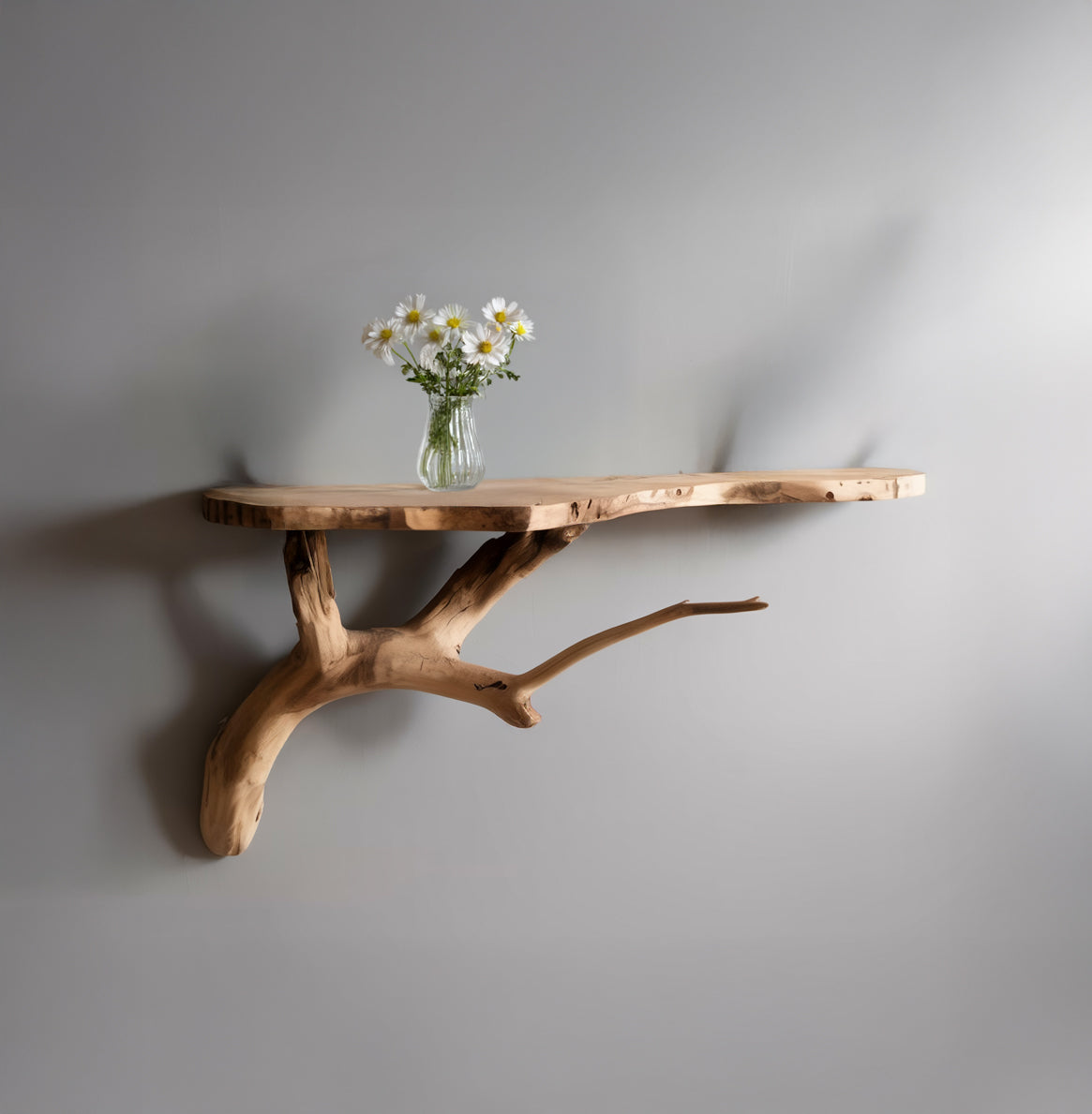 Handcrafted Floating Shelf – Natural Edge Wood Storage for Living Room