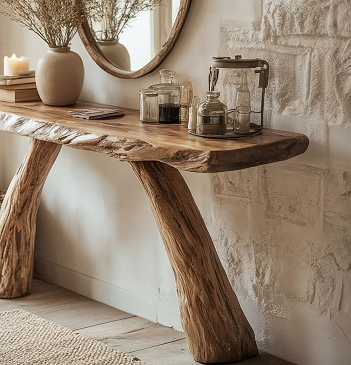 Handcrafted Solid Wood Live Edge Console Table – Rustic Entryway & Hallway Accent Furniture