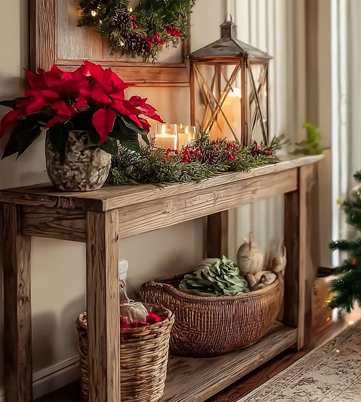 Rustic Farmhouse Console Table – Handmade Solid Wood Entryway & Narrow Hallway Table