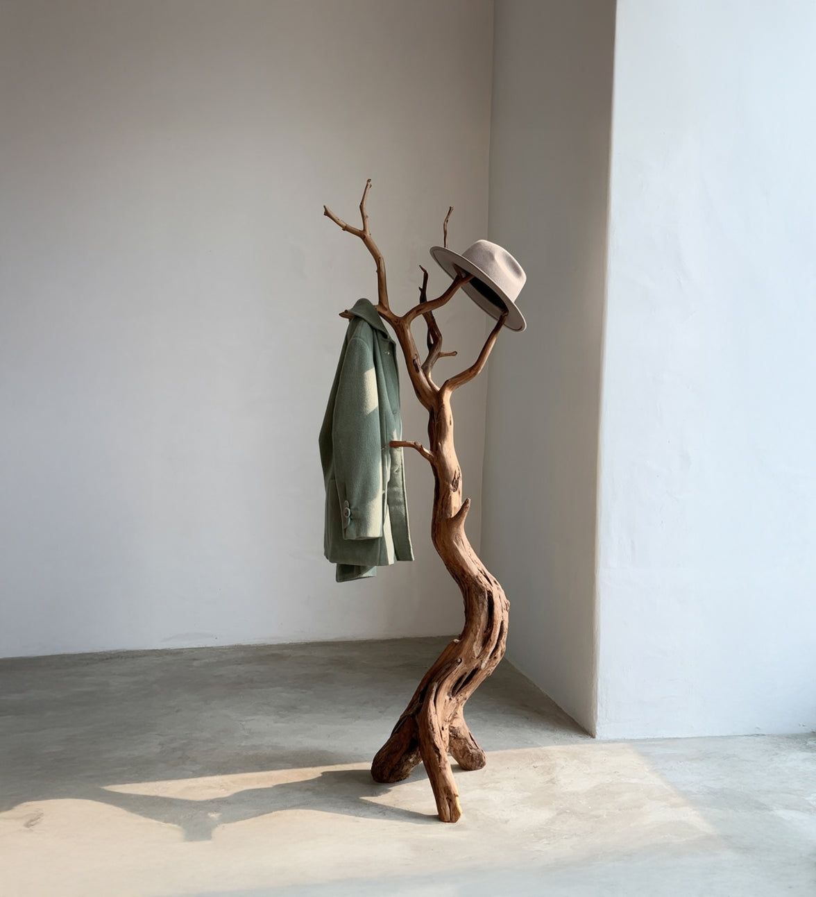 Tree Branch Coat Rack – Solid Natural Wood Floor Stand