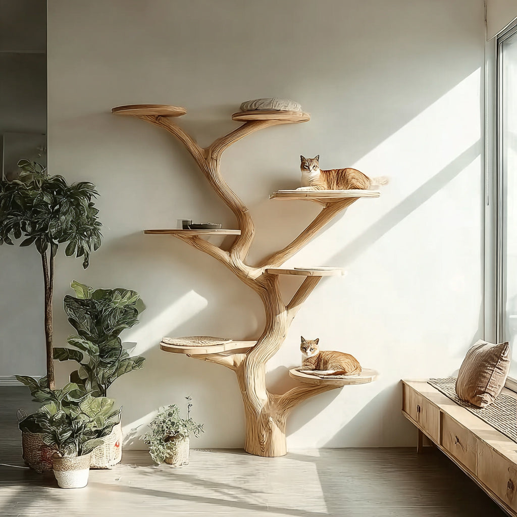 Wood Cat Tree Cat Tower House Stylish Gift For Cat